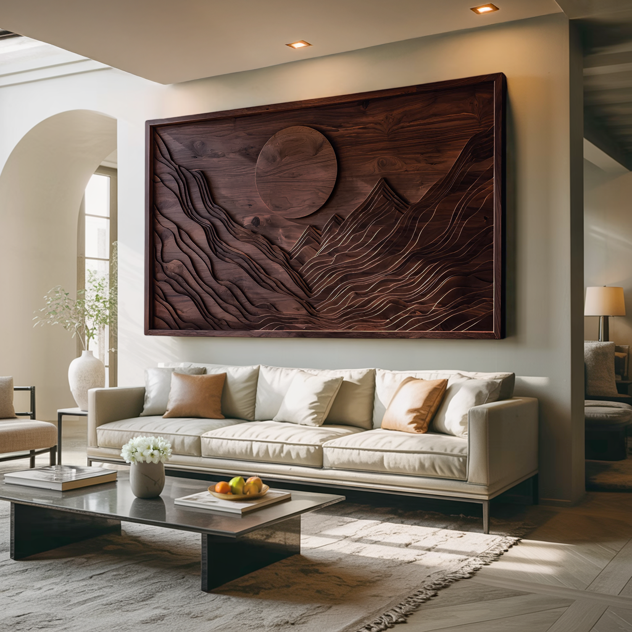 Handcrafted Wall Art Mountain Sun Landscape For Living Room RTTHTTWA053