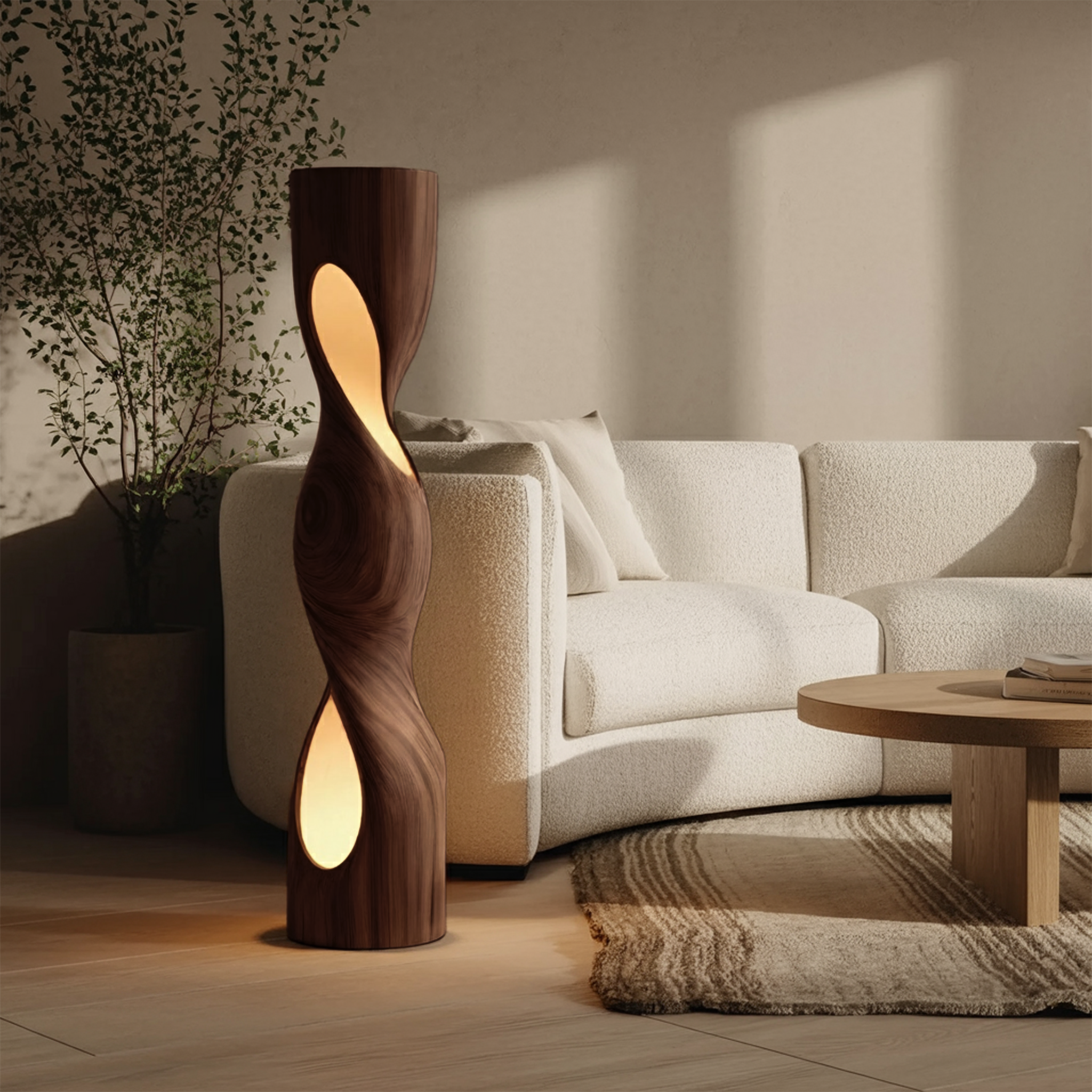 Organic Sculptural Twisted Floor Lamp For Living Room Or Bedroom SITHHNLAM030