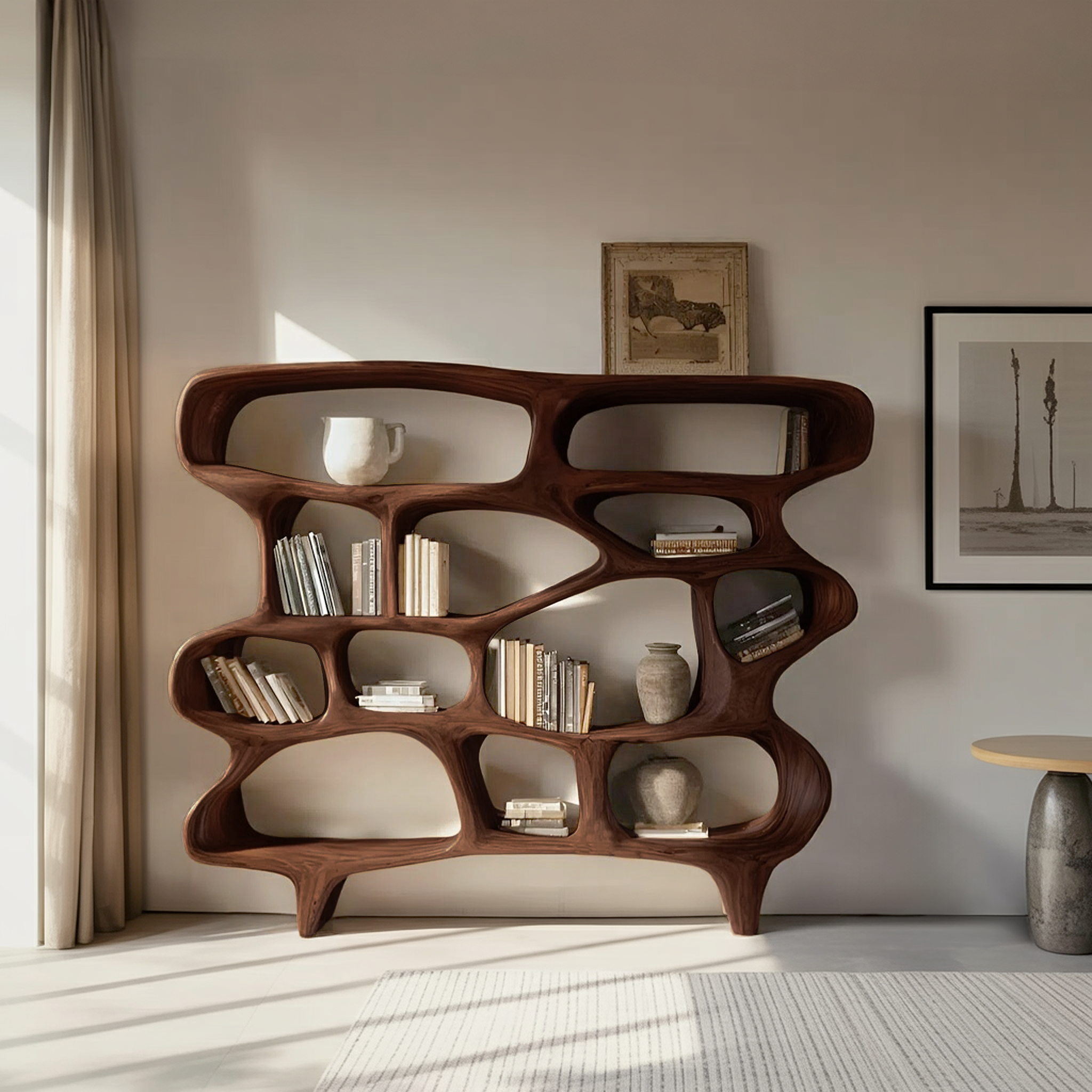 Organic Sculptural Bookshelf For Living Room Or Office Decor SITHHNBS065