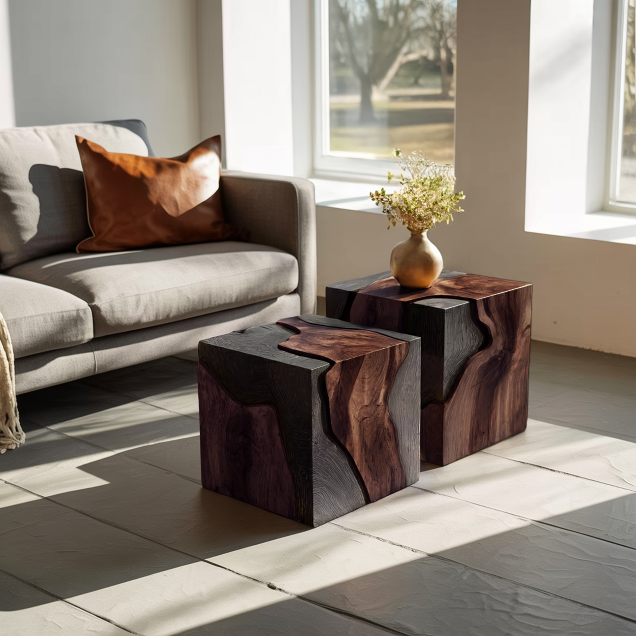 Handcrafted Low Wooden Coffee Table For Unique Living Room SILDTTNCF042
