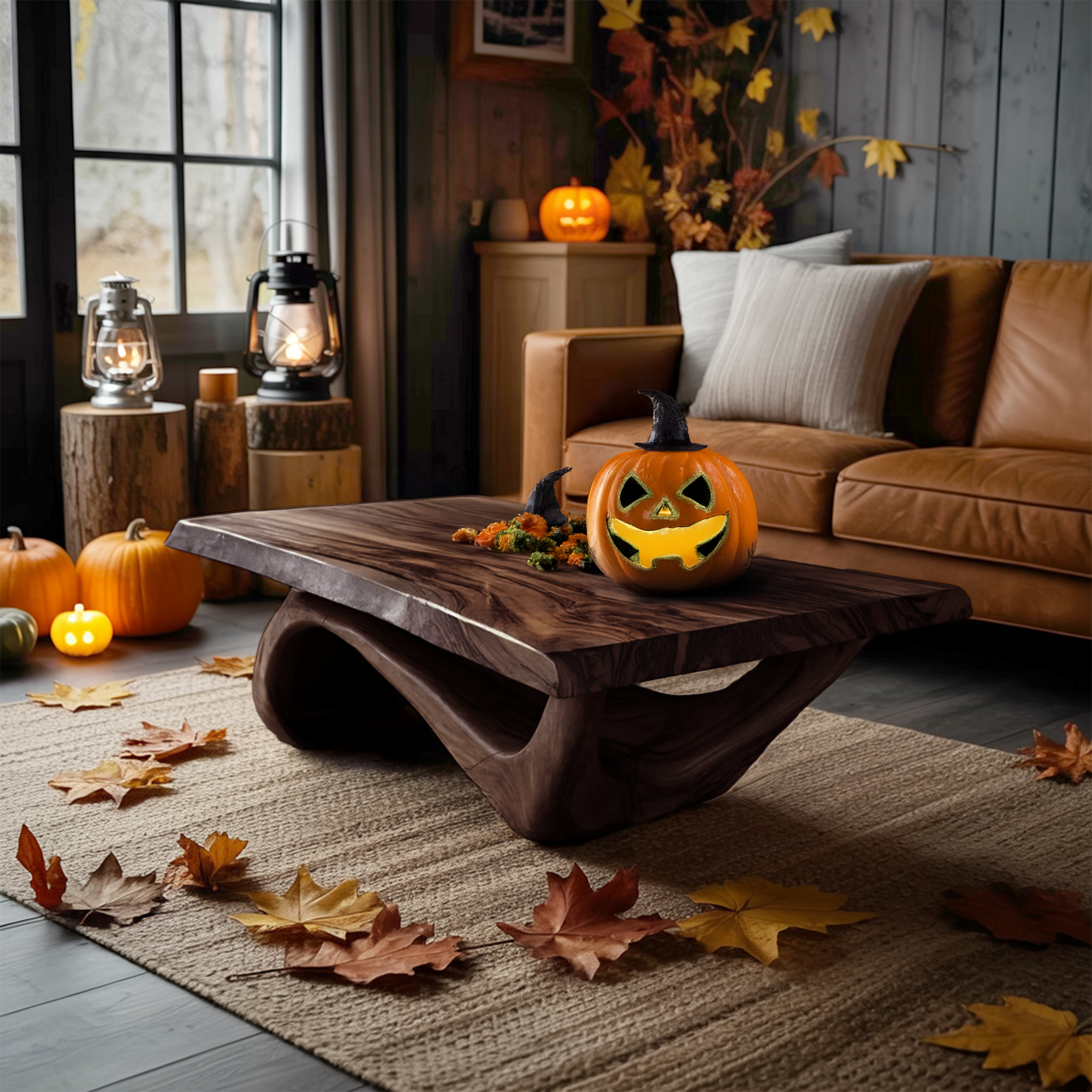 Modern Solid Wood Coffee Table Livingroom Decor Spooky Haunted Style SILDTTNHCF033