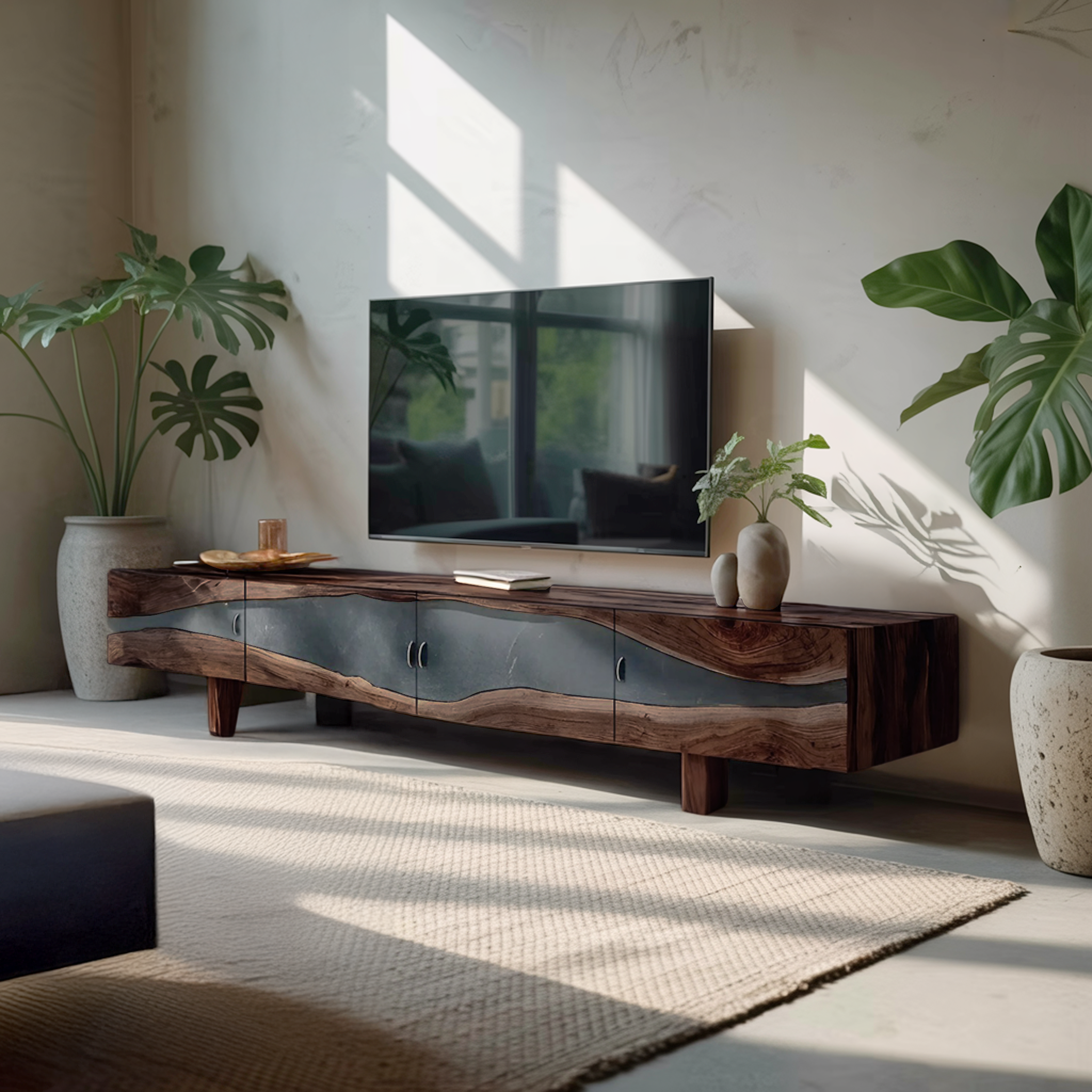 Farmhouse Rustic Solid Wood TV Cabinet For Living SILDTTNTVC107