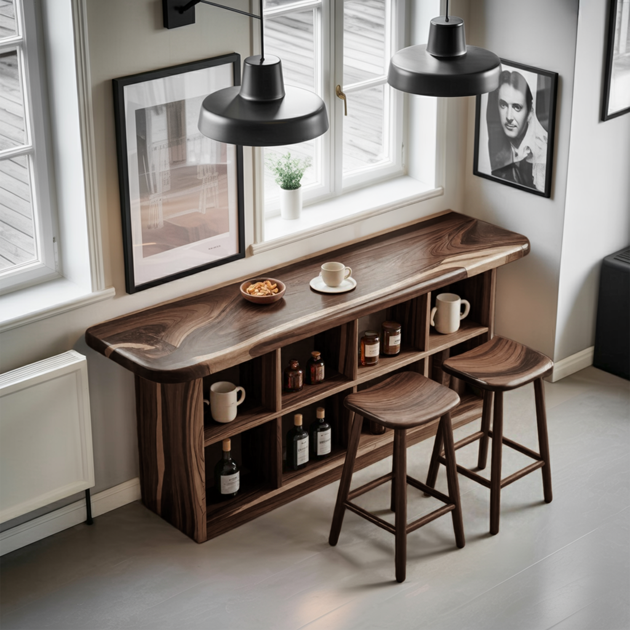 Wooden Bar Table With Storage For Compact Kitchen Or Coffee Bar SITHTTBTA005