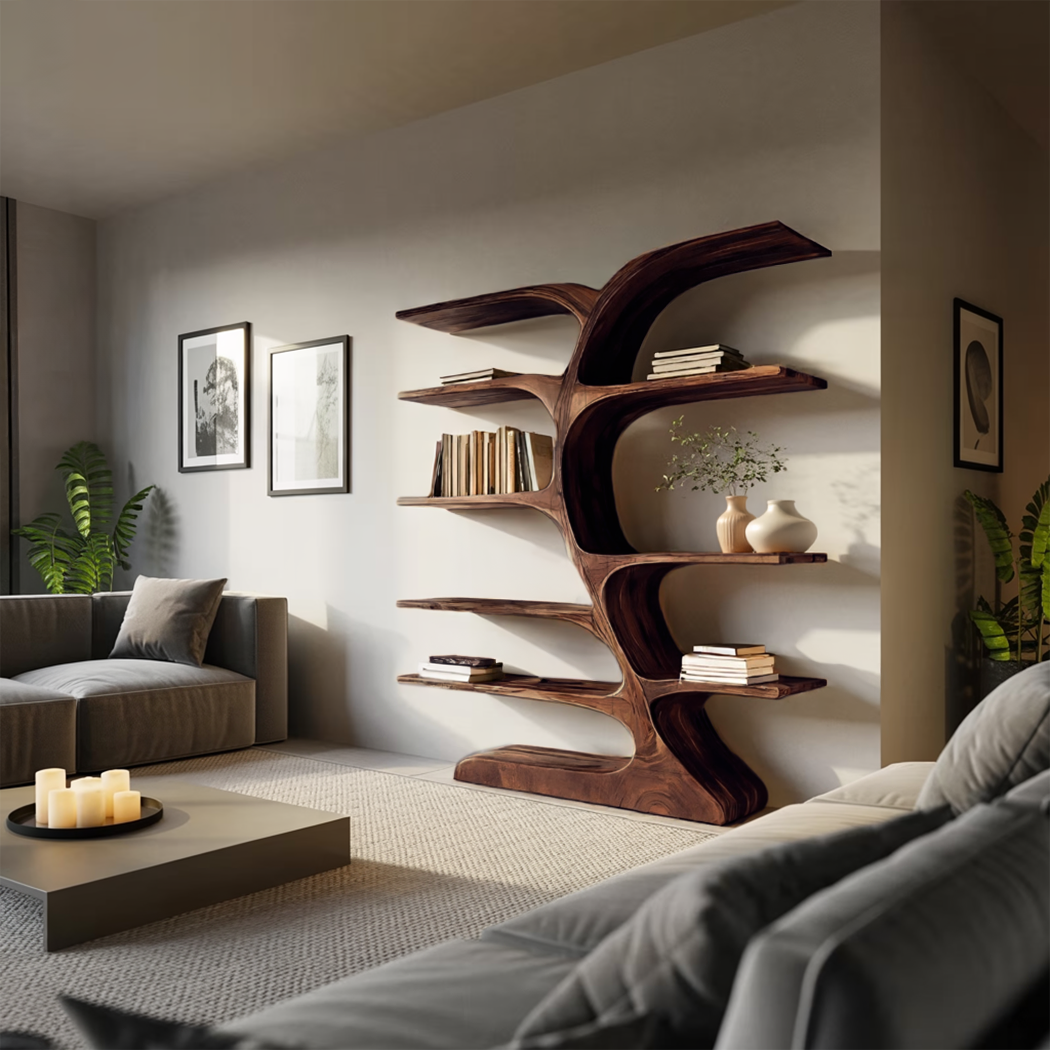 Organic Curved Bookshelf For Open Space RTTHTTBS051