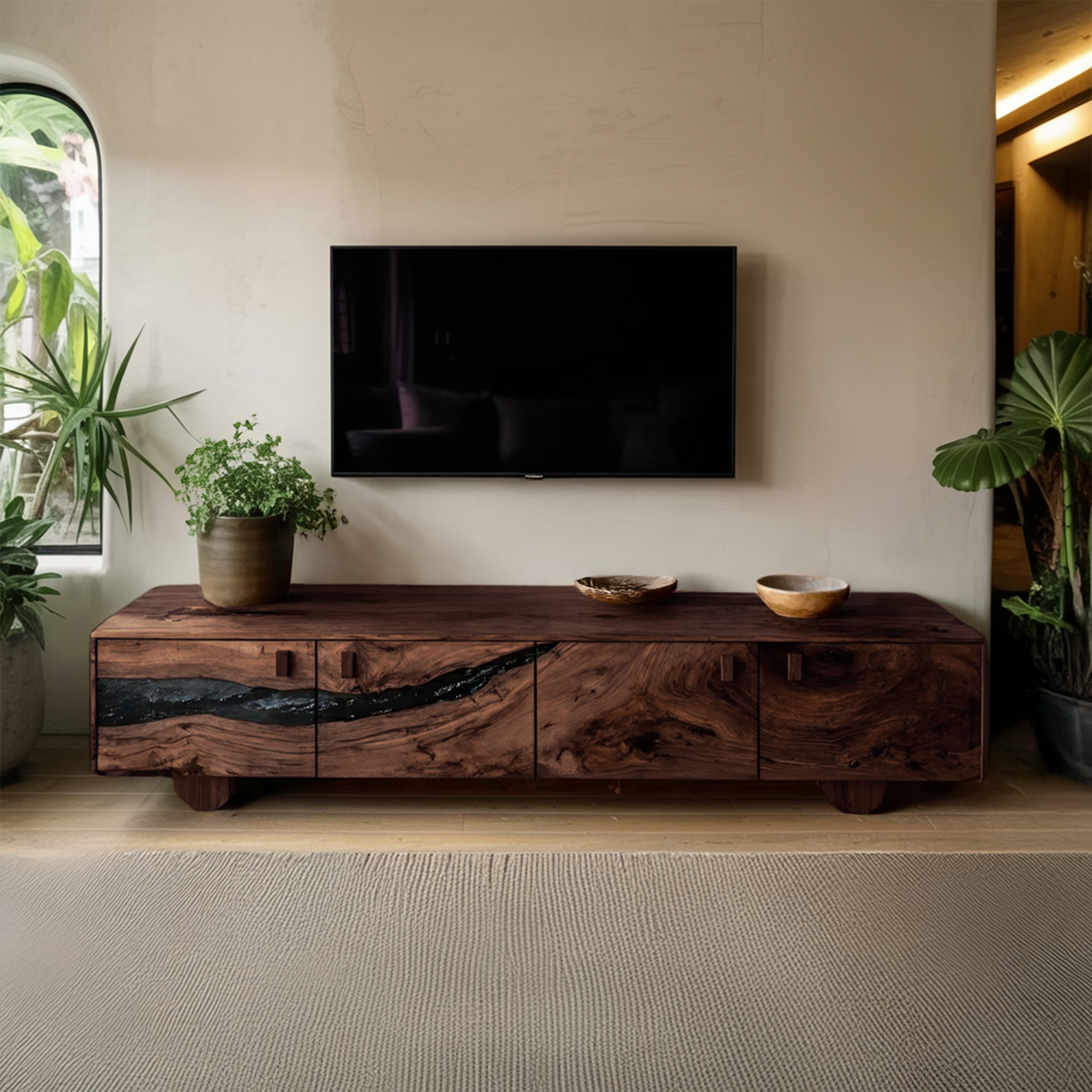 Farmhouse Live Edge TV Cabinet For Rustic Bedroom Decor SILDTTNTVC091