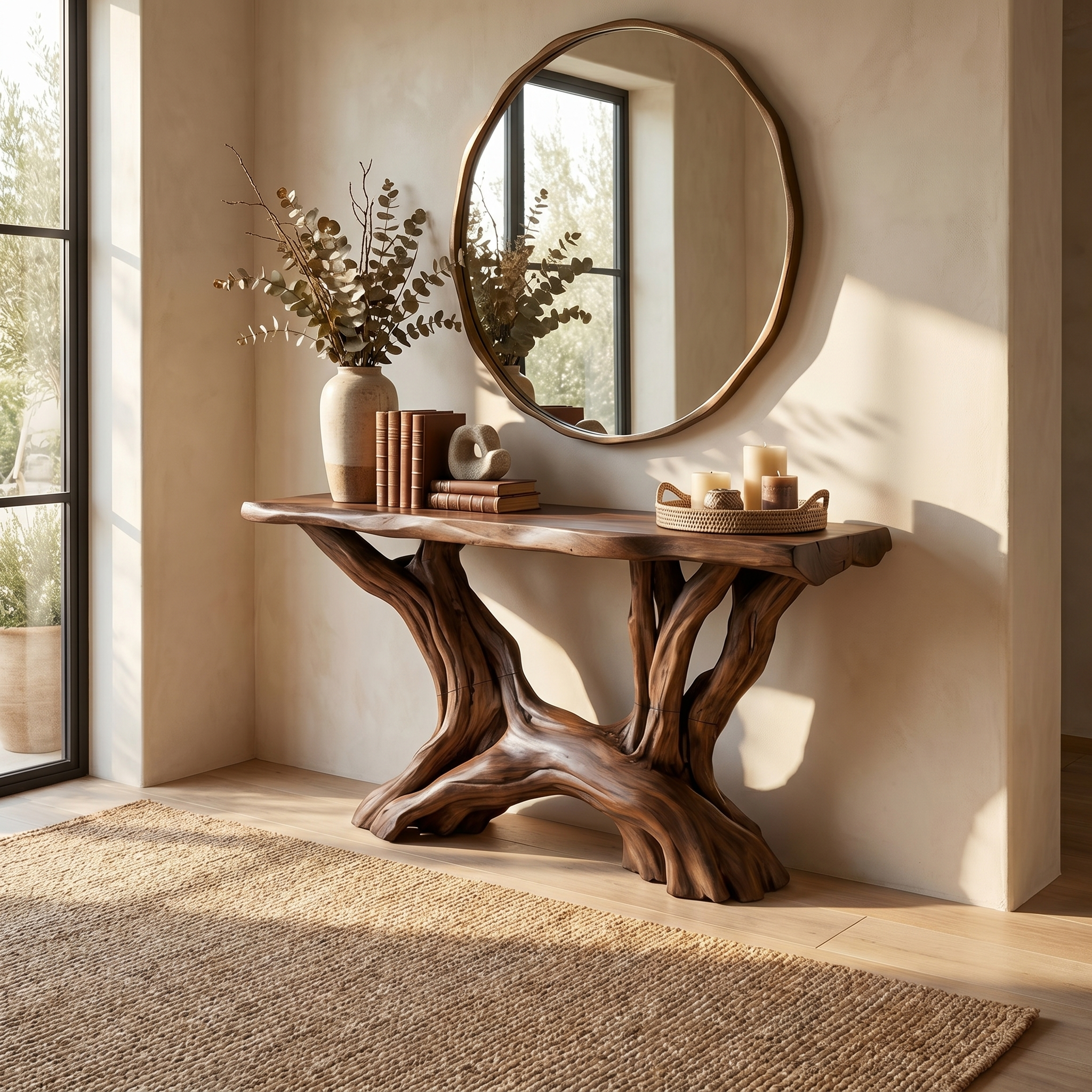 Coastal Rustic Organic Console Table Living Room And Entryway SINLSACS423