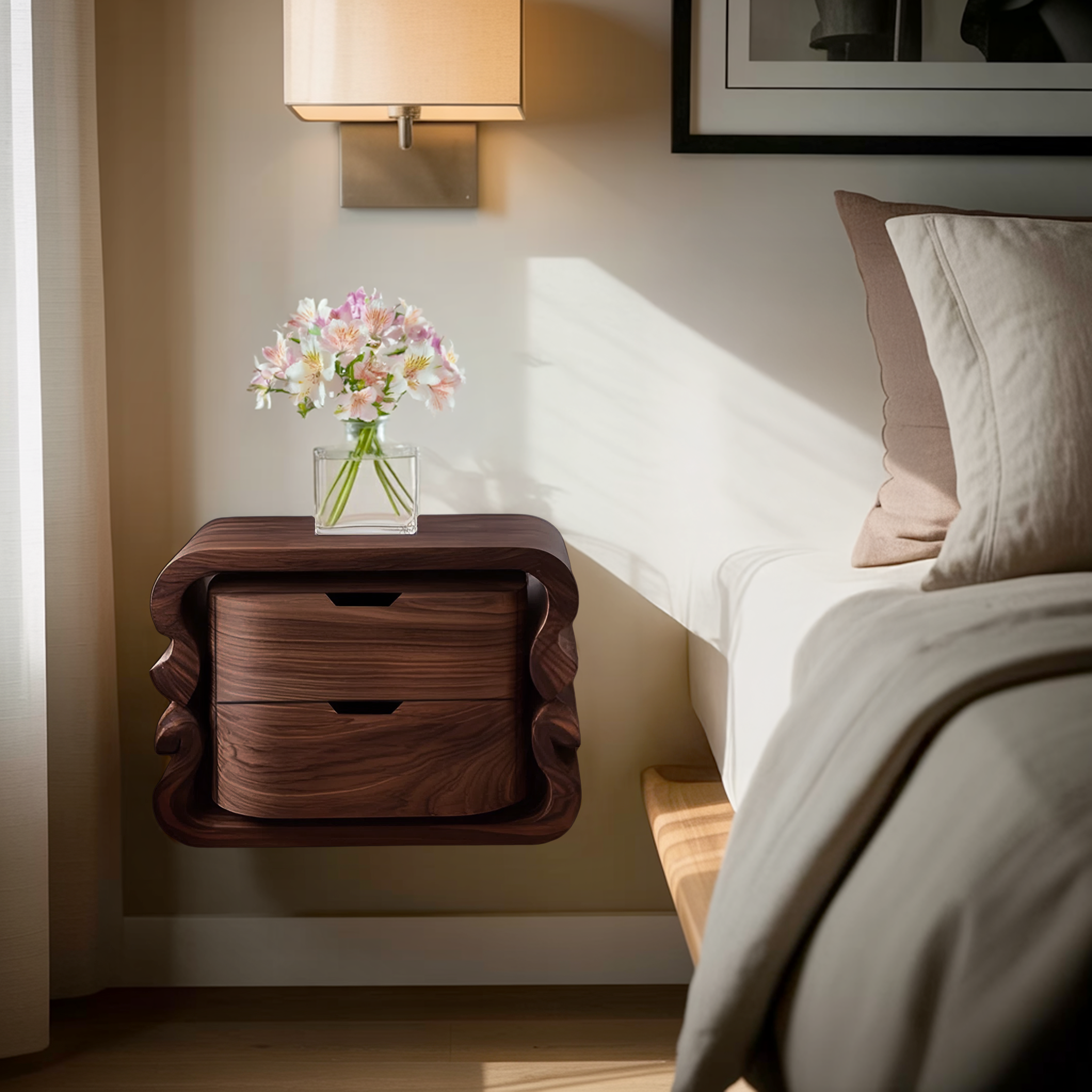 Sculptural Floating Nightstand For Modern Bedroom RTTHHNNS009