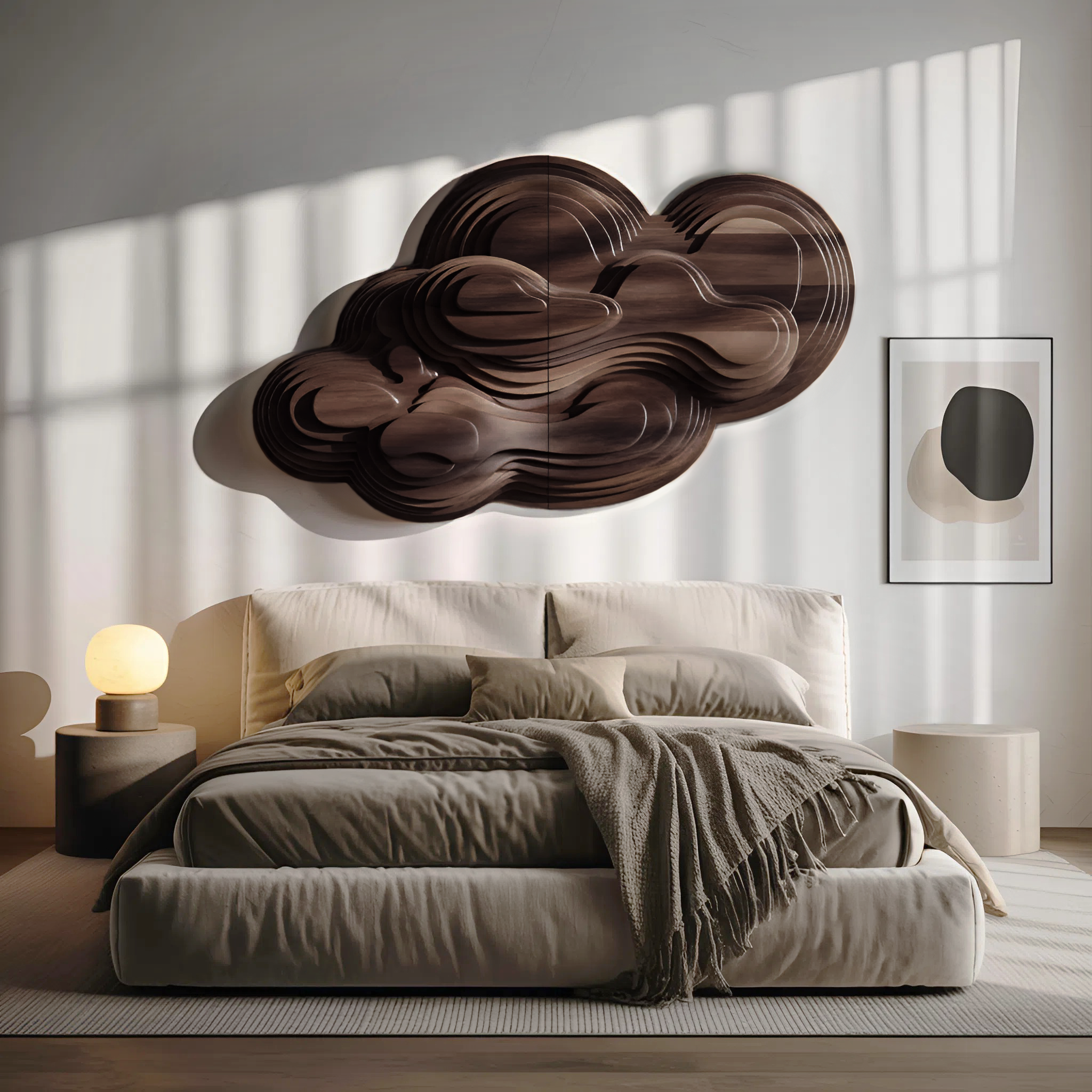 Organic Cloud Wall Sculpture With Layered Design For Bedroom SITHTTWA007