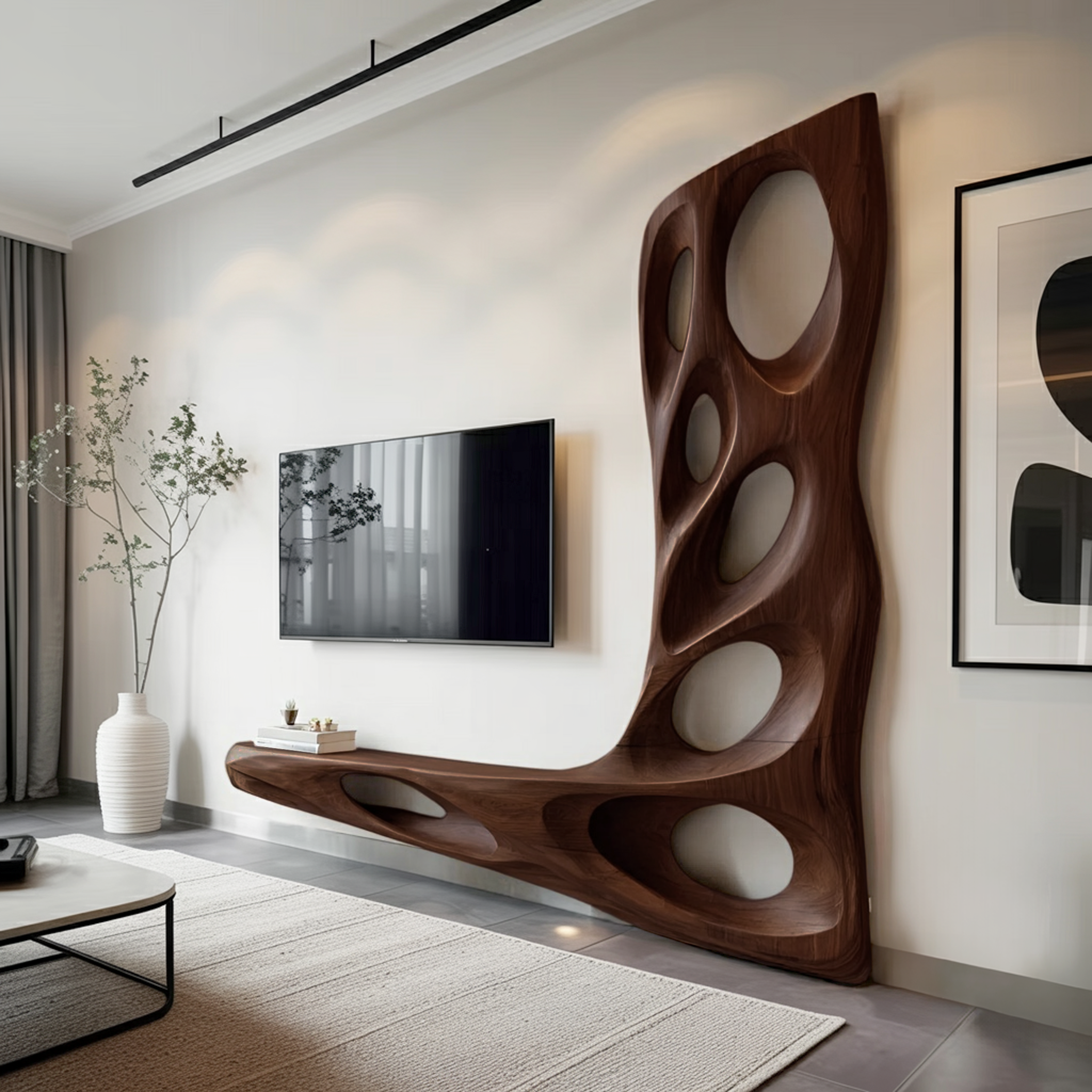 Modern Sculptural TV Wall Console For Living Room Decor SITHHNTVC037