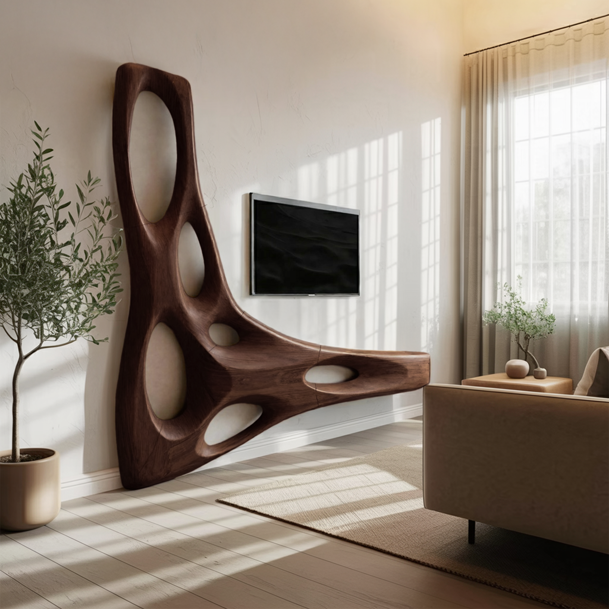 Artistic Organic Wall Mounted Media Console For Living Room SITHHNTVC038