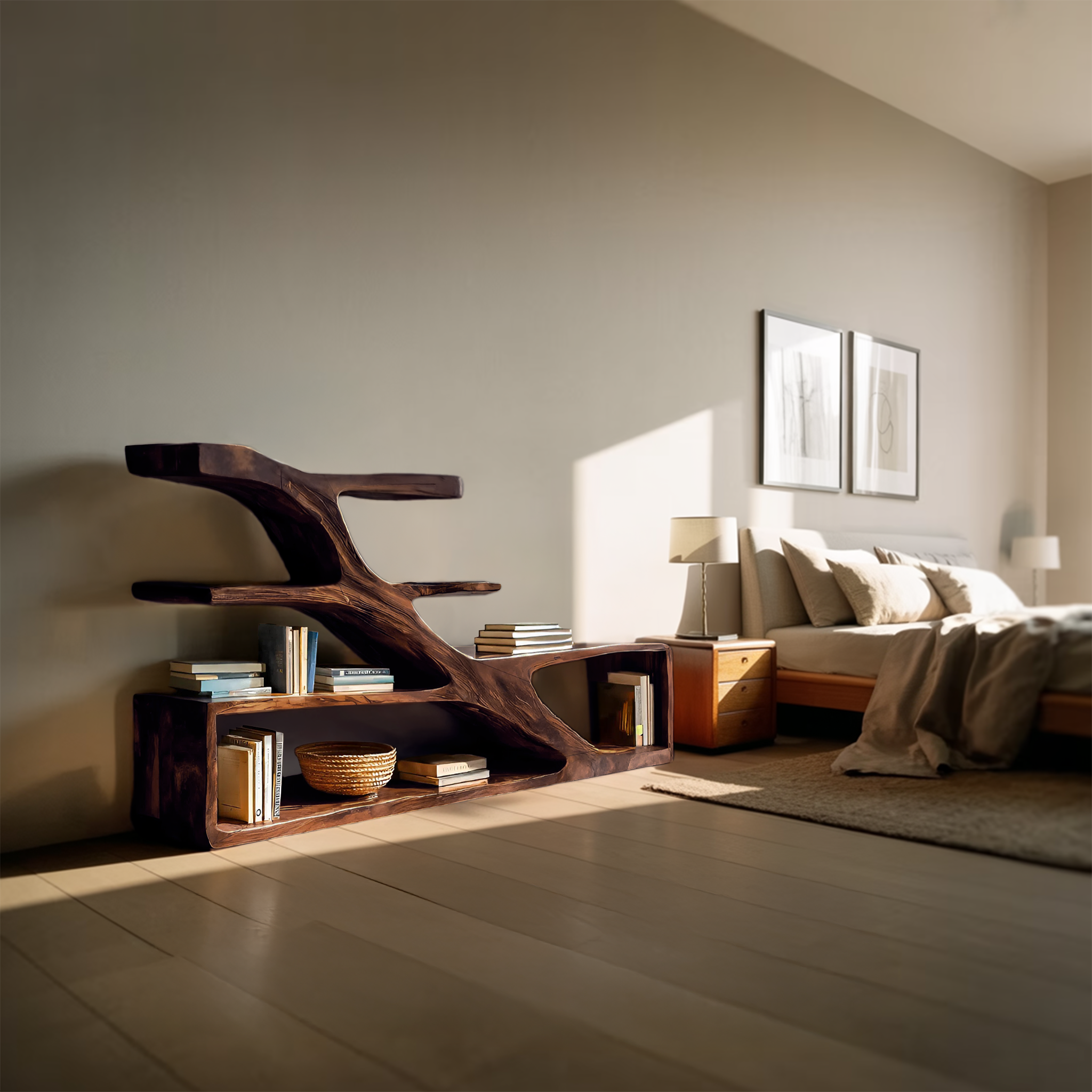 Modern Sculptural Curved Bookcase For Living Room Interior RTTHTTBS053
