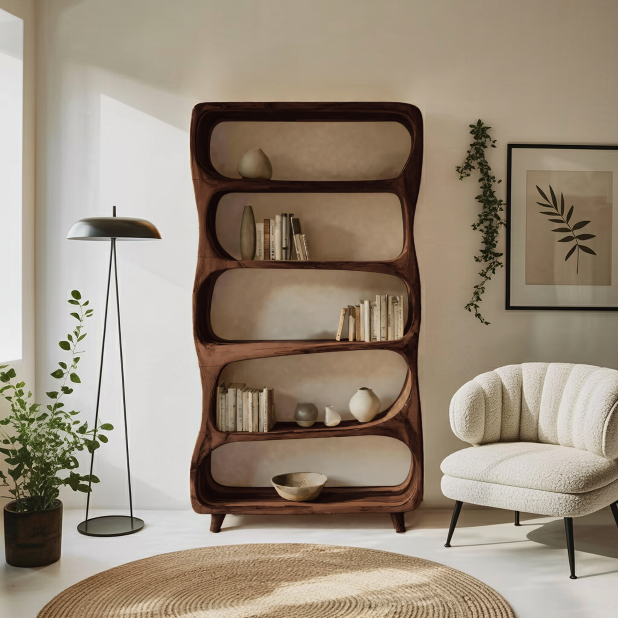Handcrafted Bookshelf With Open Shelving Unit For Living Room SITHHNBS063