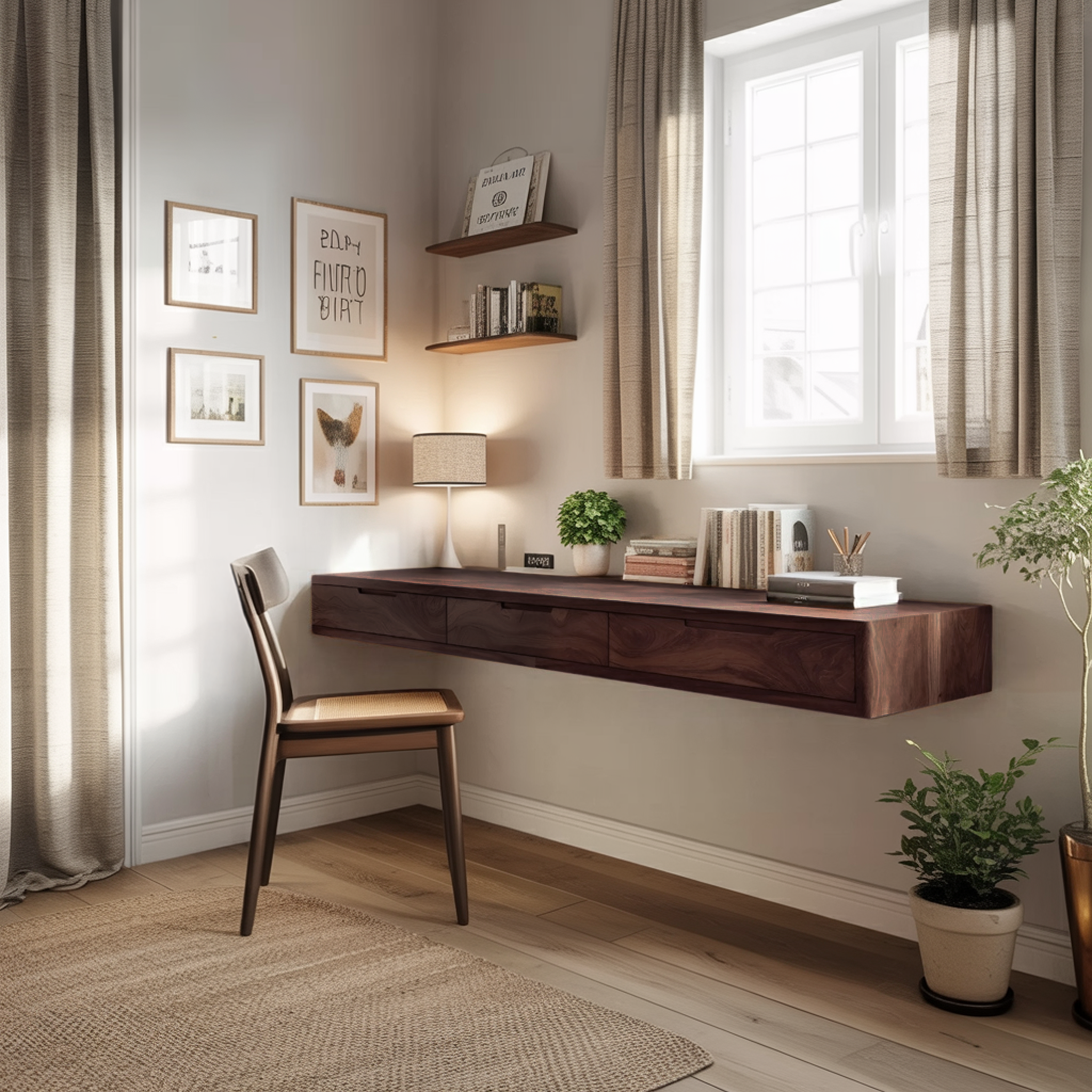 Modern Floating Desk With Drawers For Home Office SITHHNFLD013