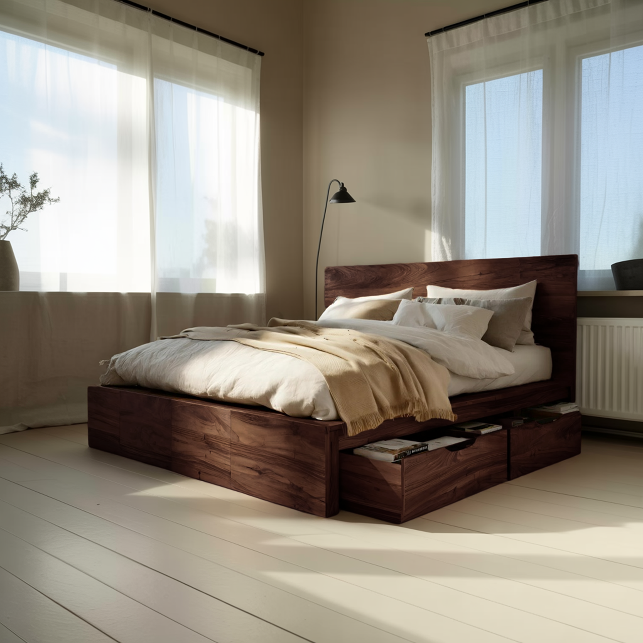 Modern Storage Bed Frame And Headboard With Drawers For Bedroom SITHTTWO001