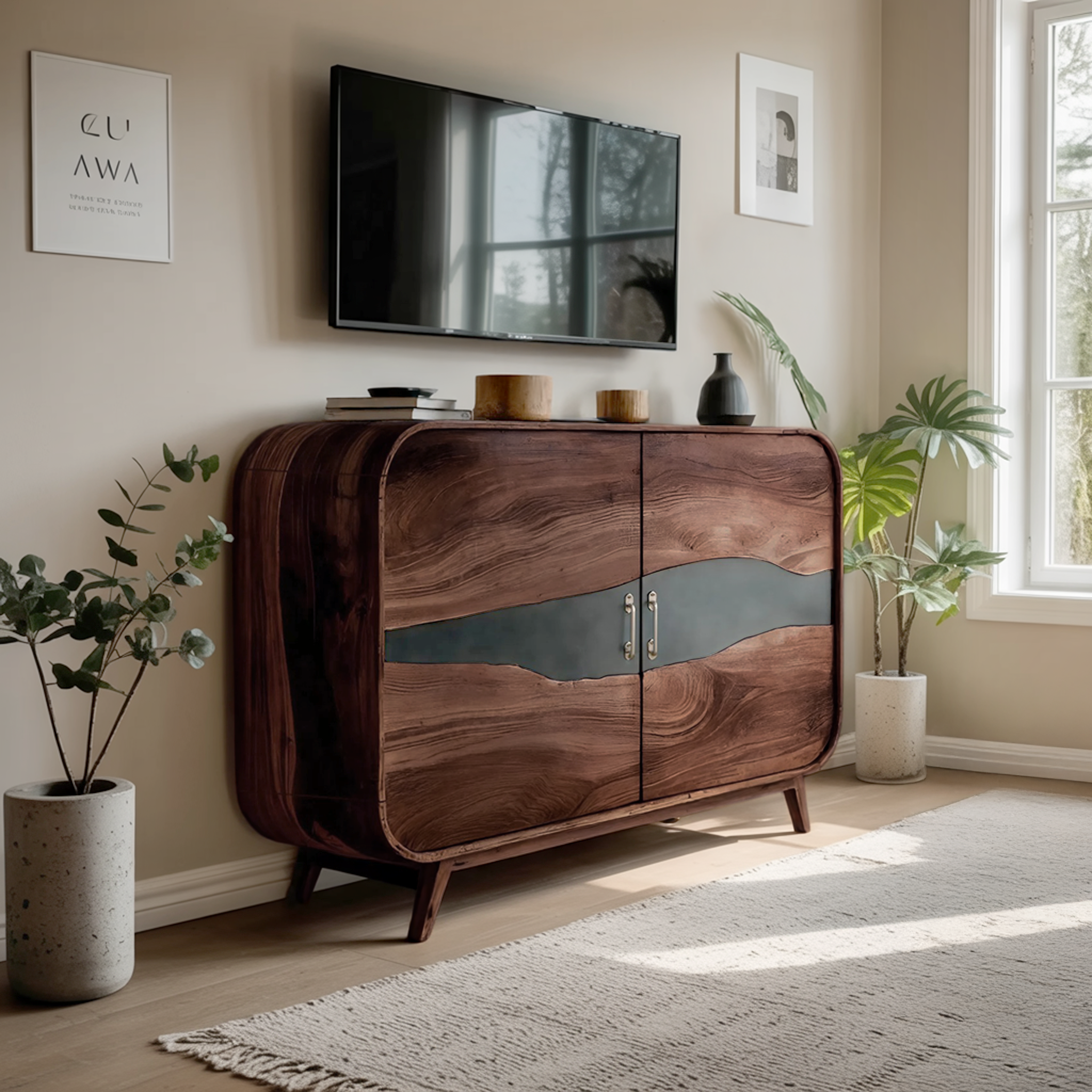 Farmhouse Live Edge Media Console For Entryway Decor SILDTTNTVC115