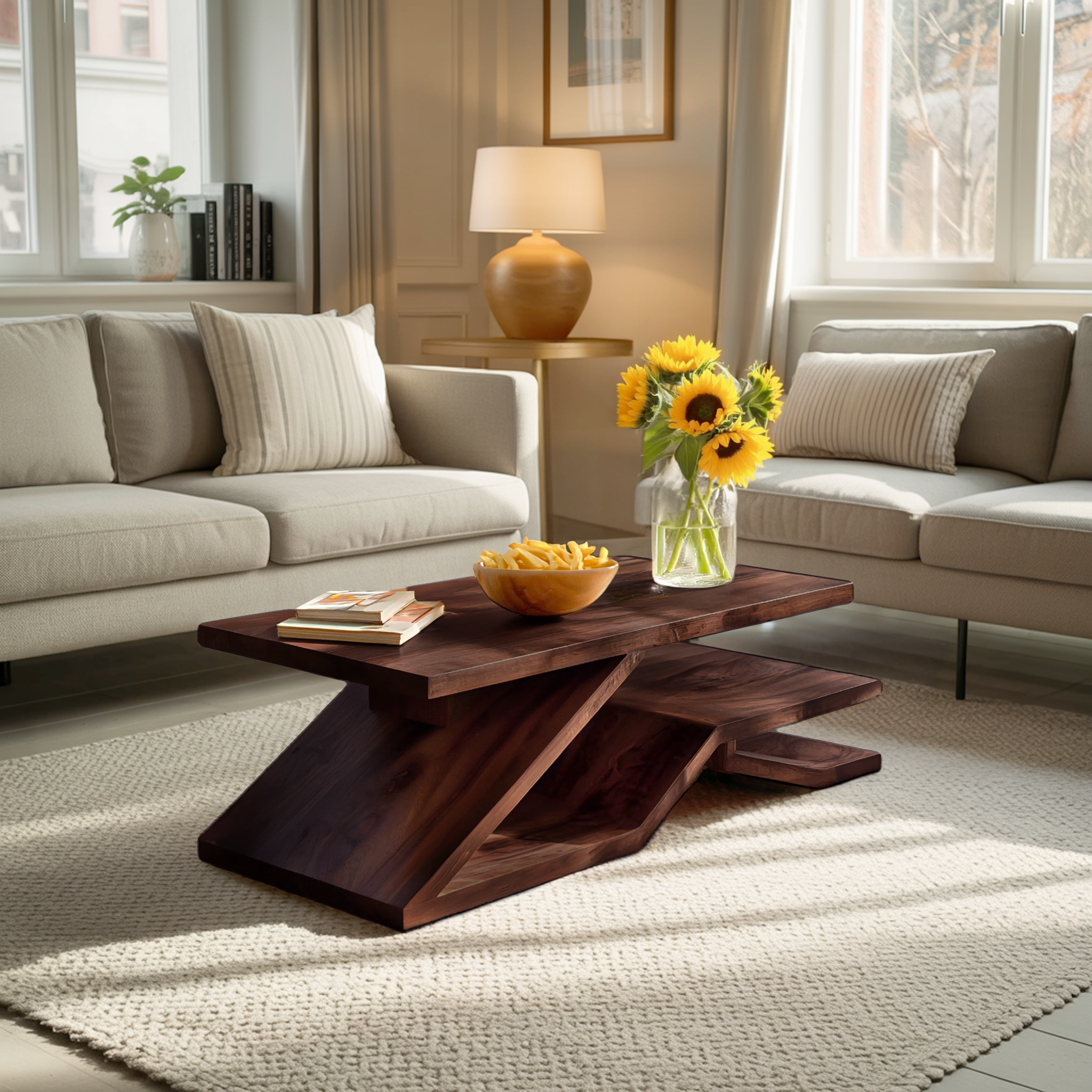 Rustic Coffee Table With Shelf Storage For Living Decor RTTHTTCF006
