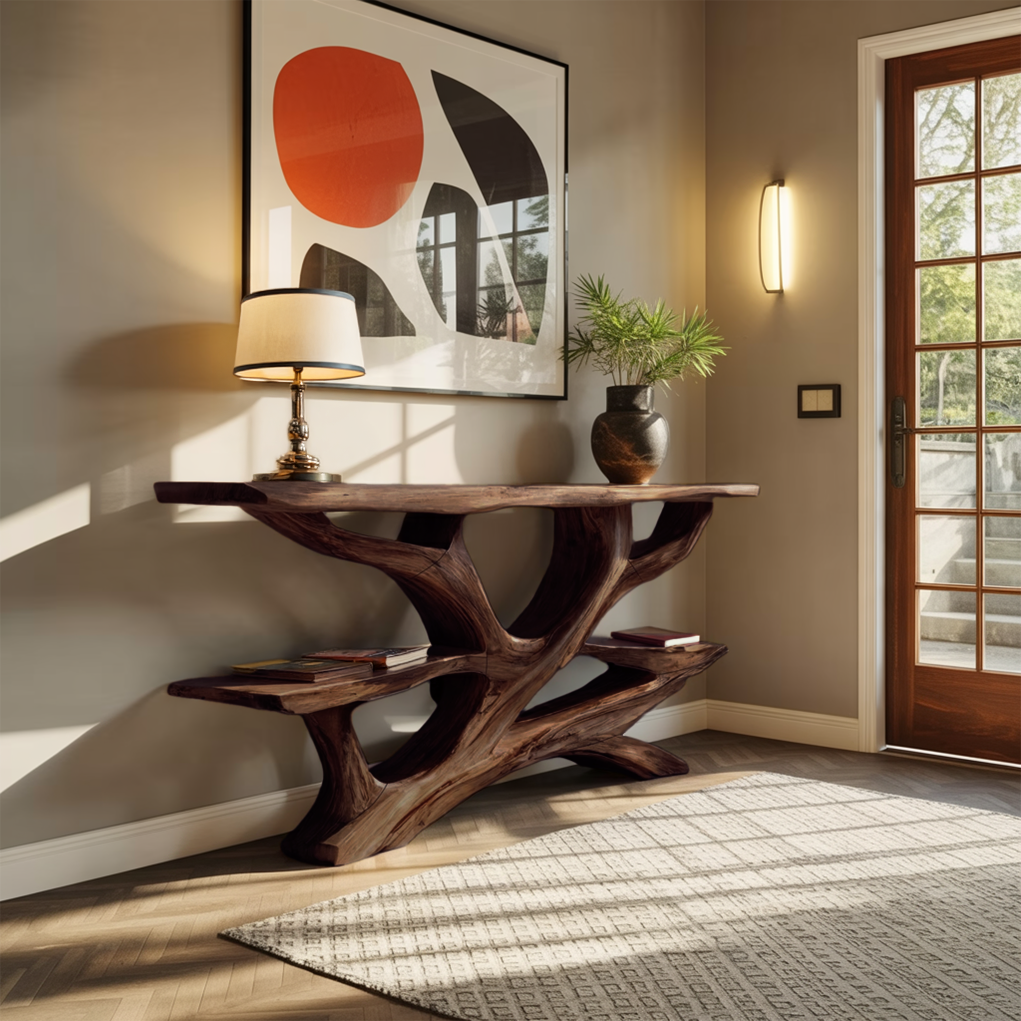 Handcrafted Wooden Live Edge Console Table For Luxury Living Room Decor SILDTTNCS047