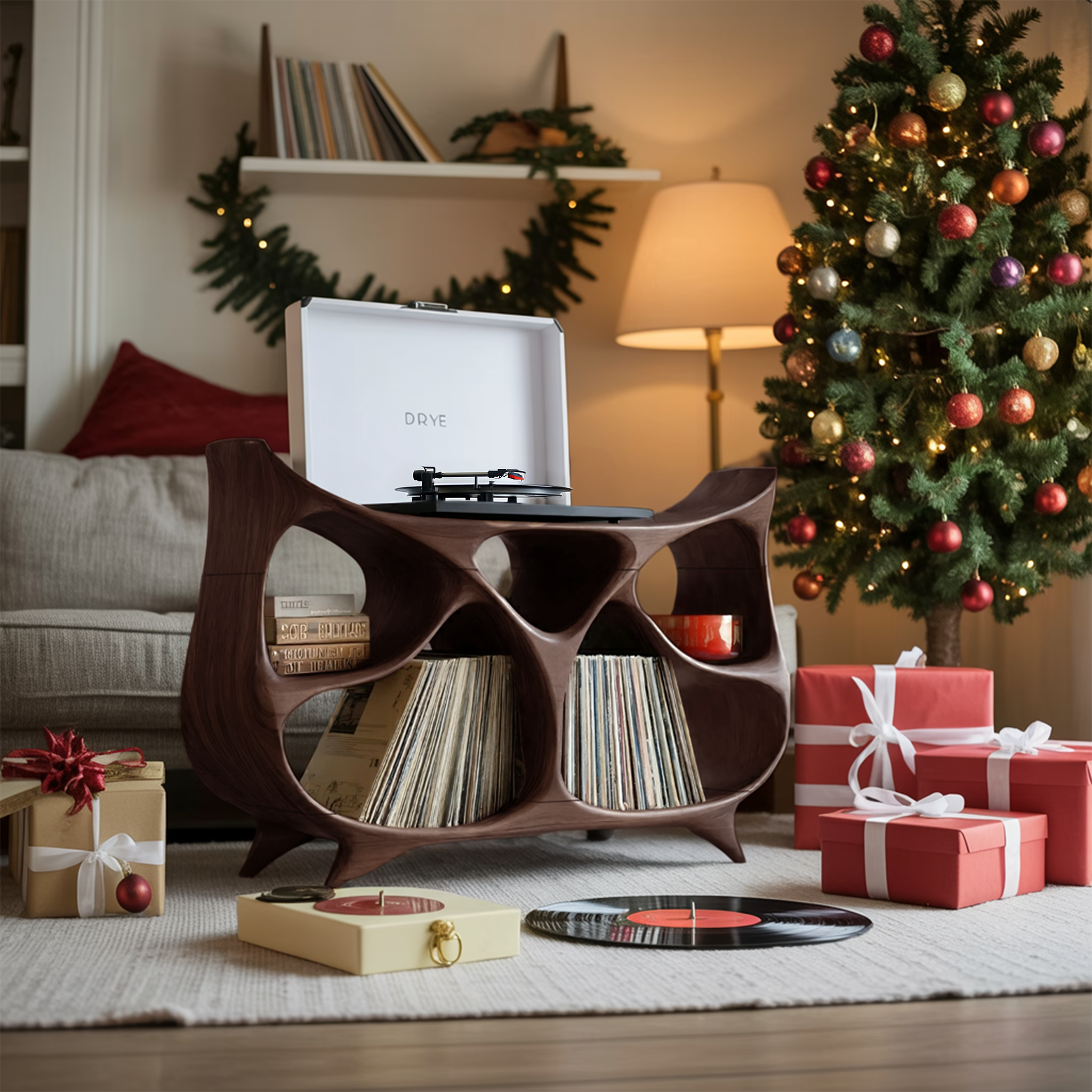 Farmhouse Record Stand For Warm Christmas Living Space SILDTTNCRS015