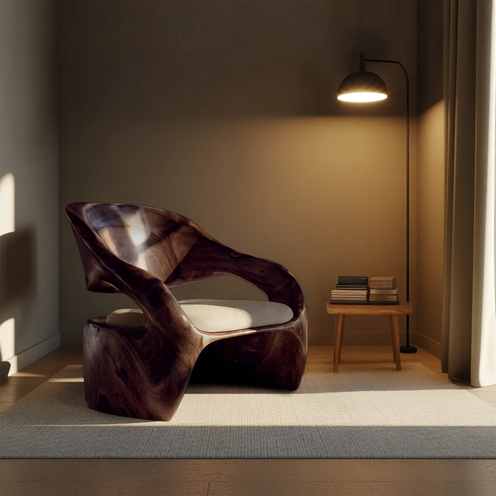 Organic Sculptural Lounge Chair For Living Or Bedroom RTTHHNCHR080
