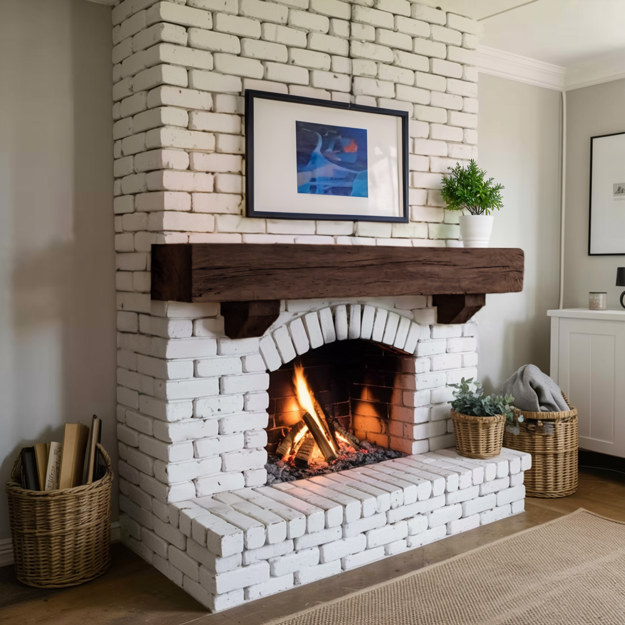 Rustic Fireplace Mantel Beam For Living Room SITHTTFS011