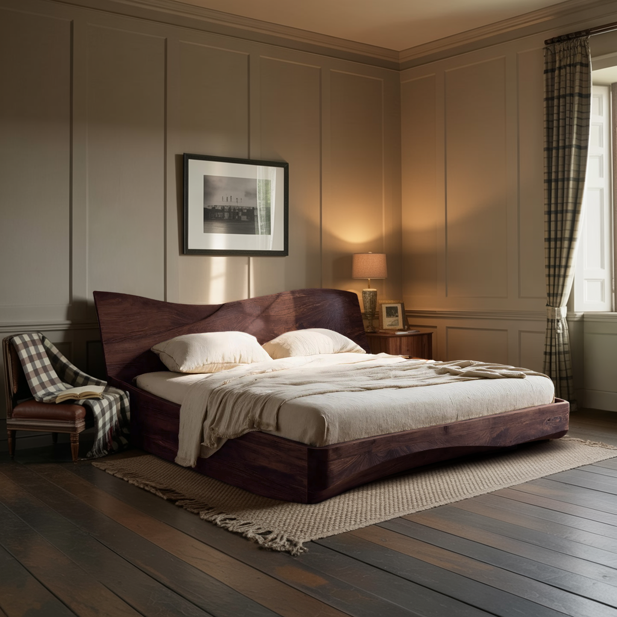 Organic Platform Bed And Headboard For Minimalist Bedroom Design RTTHHNWO003