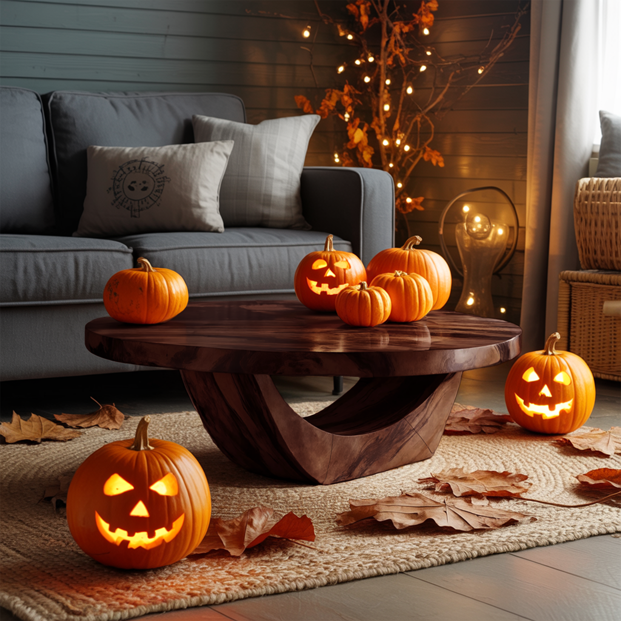Modern Solid Wood Coffee Table For Living Room Ghostly Halloween SILDTTNHCF029