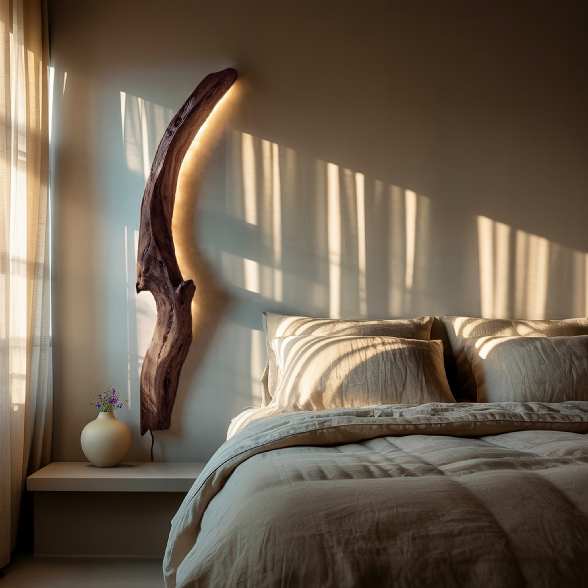 Organic Wall Sconce Curved For Bedroom Or Entryway Decor SITHTTLAM028