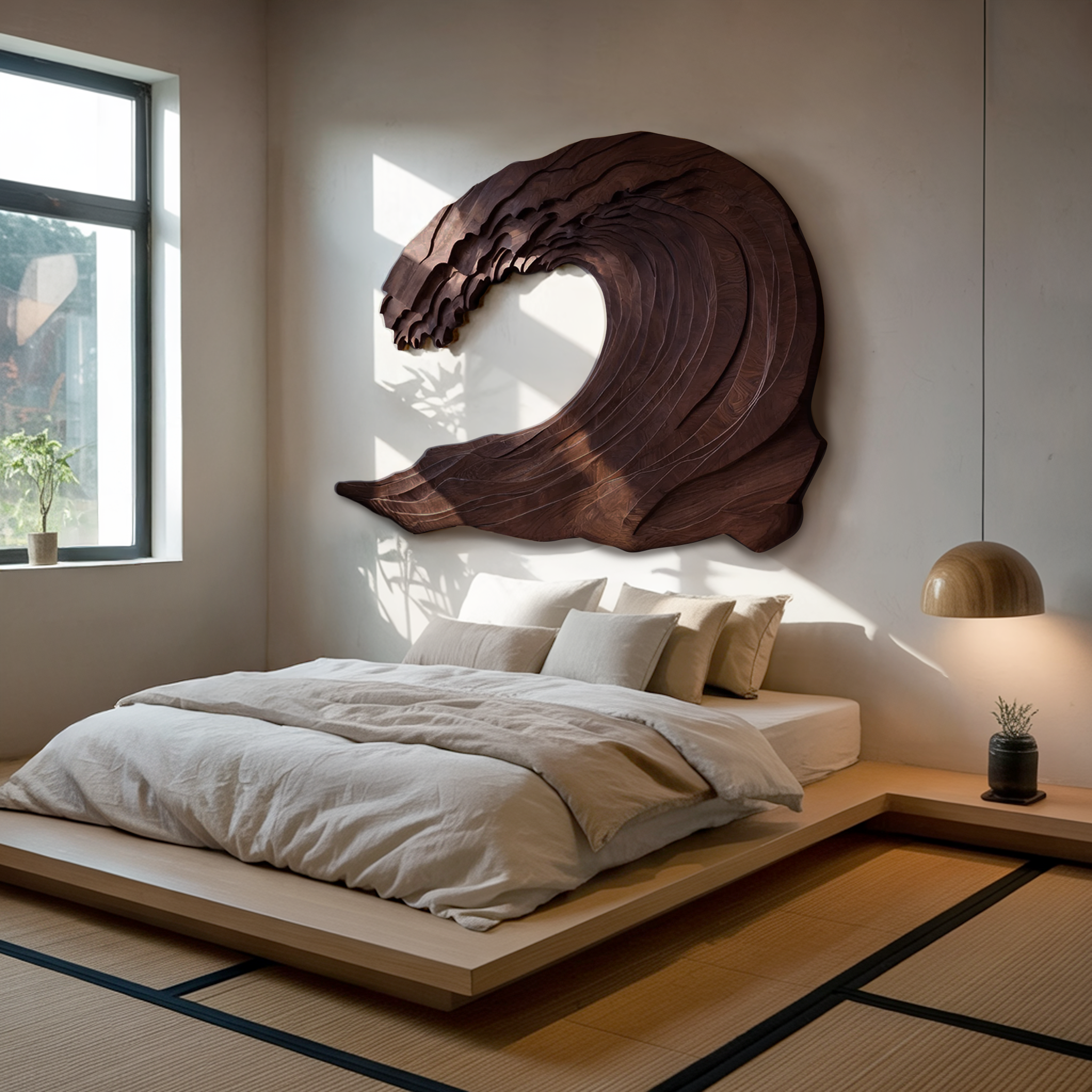 Organic Carved Wave Wall Art Above Sofa For Living Room RTTHHNWA082