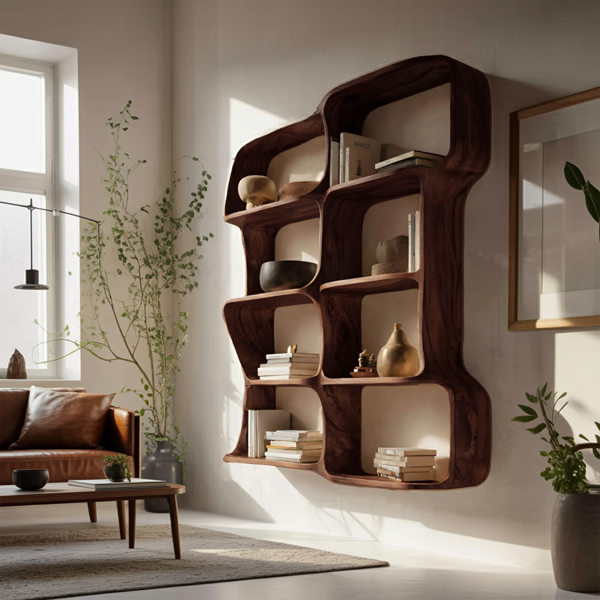 Modern Sculptural Floating Bookshelf For Bedroom Or Living Room SITHHNBS054
