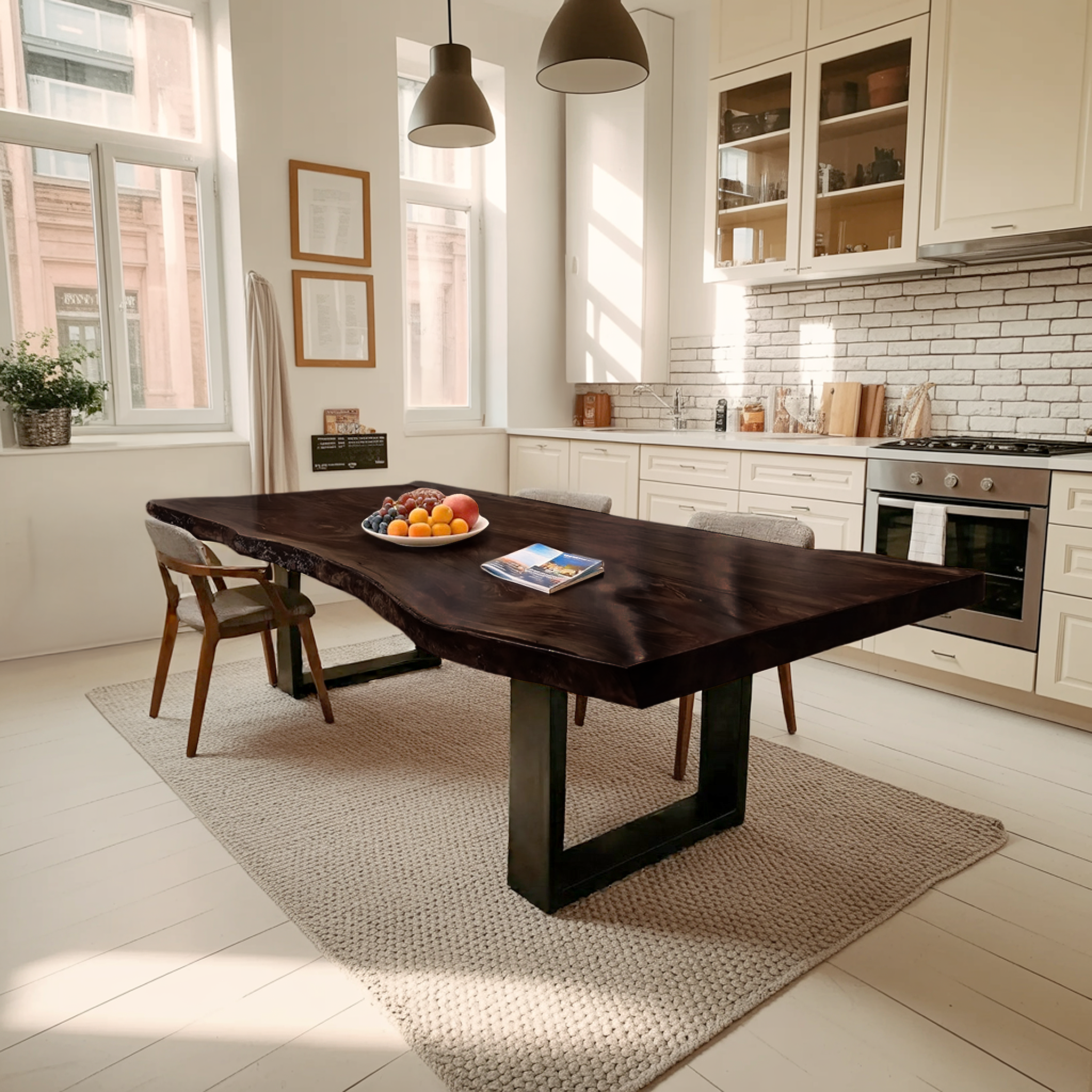 Furniture Decor Modern Solid Wood Dining Table Sleek Edge SILDTTRDN032