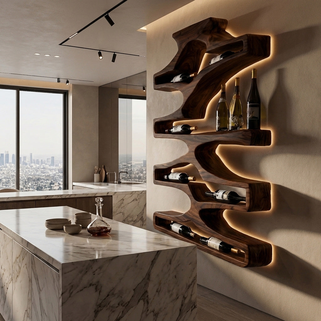 Contemporary Wall Wine Storage Natural Wood For Dining Room RTTHHNWH002