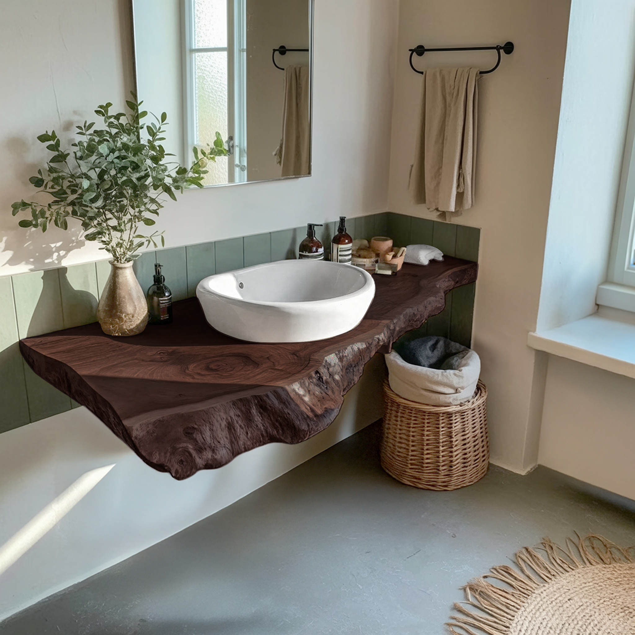 Farmhouse Bathroom Vanity In Solid Wood With Shelf SILDTTRBAS032