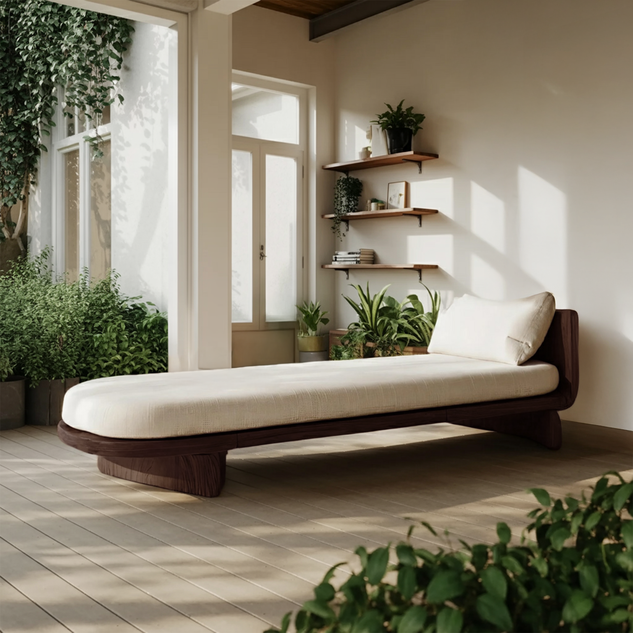 Handcrafted Mid Century Wooden Daybed For Patio Furniture Outdoor SILDTTNDB015