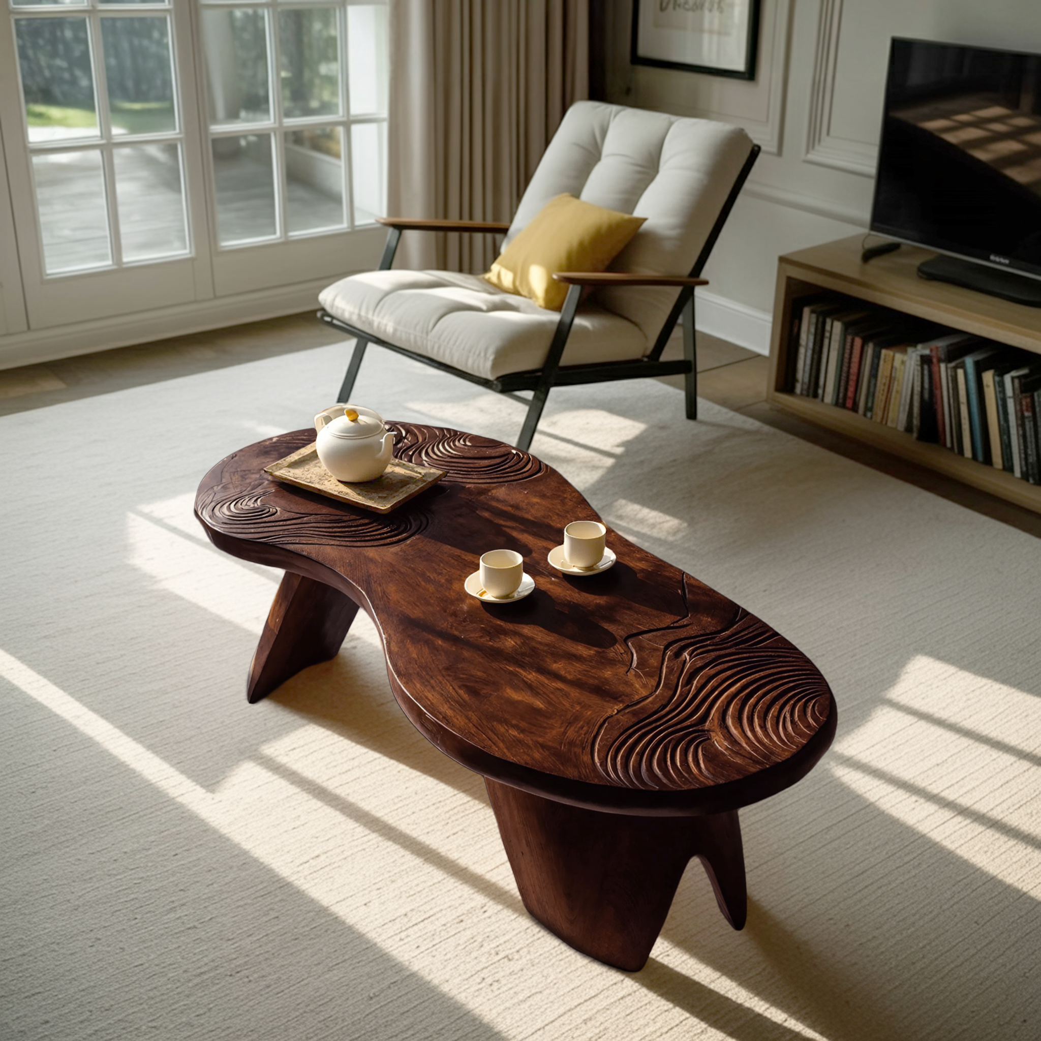 Farmhouse Irregular Abstract Coffee Table For Living Room SILDTTRCF081