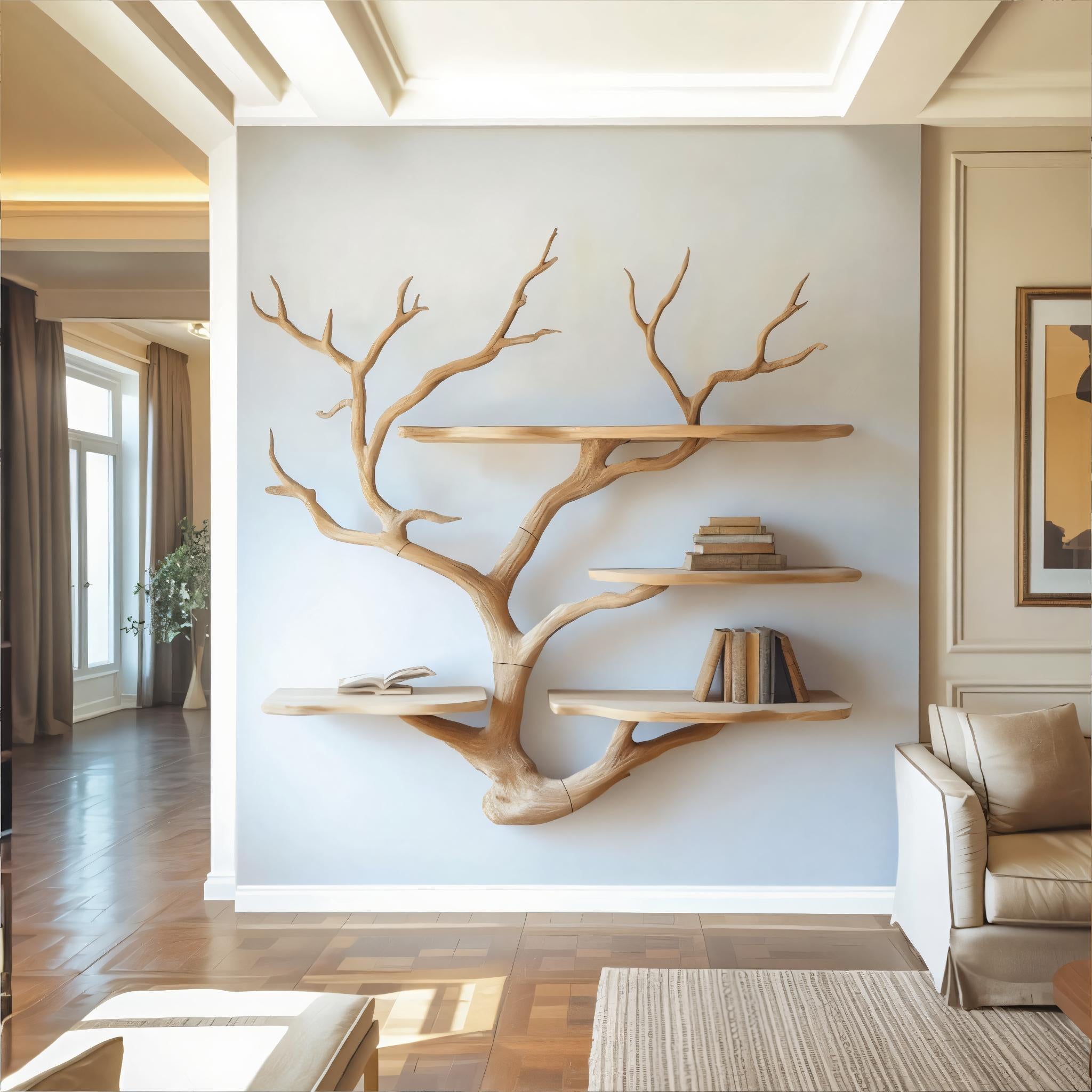 Sculptural Tree Wall Shelf Living Room And Studio SINLKITBS105