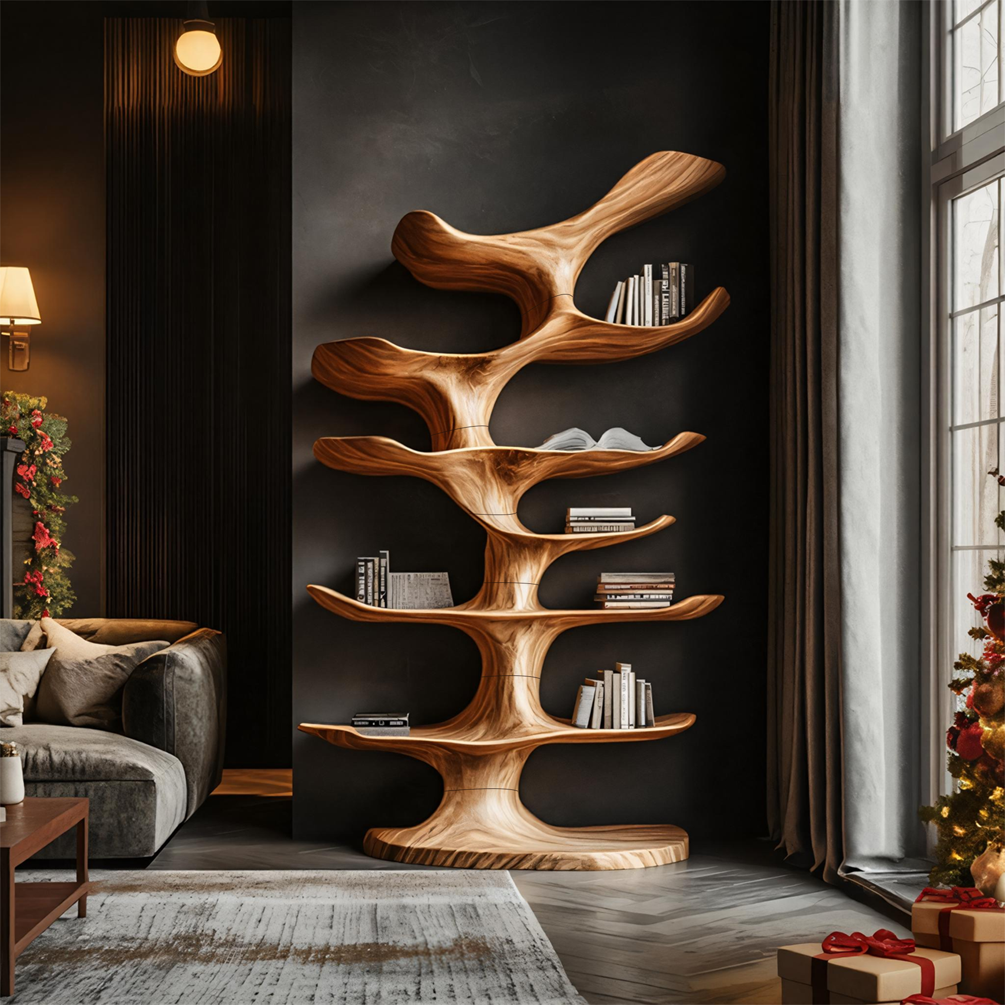 Organic Modern Sculptural Bookshelf Living Room Or Bedroom SINLKITB588