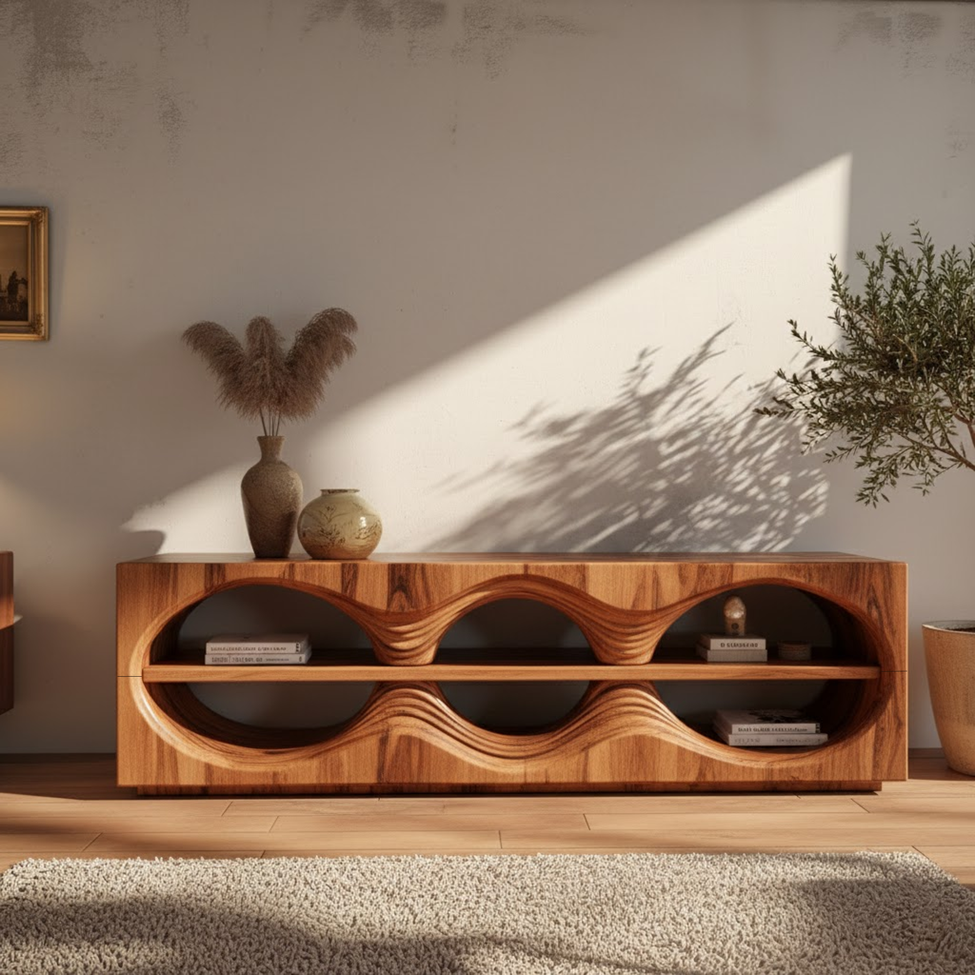 Organic Modern Sculptural Console Living Room And Bedroom SINLKISC334