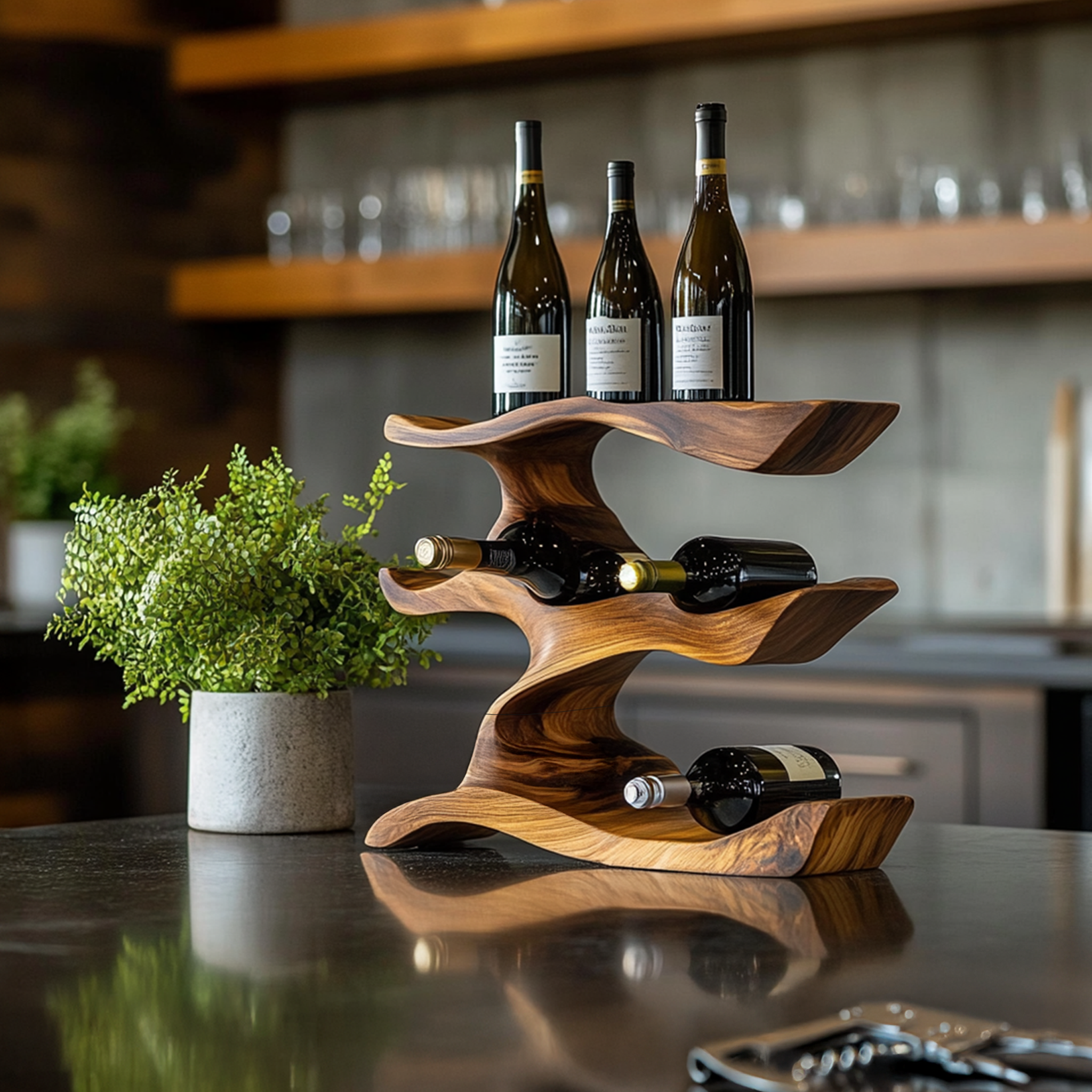 Mid Century Wine Holder For Living Room Modern Display SILDTTNWH001