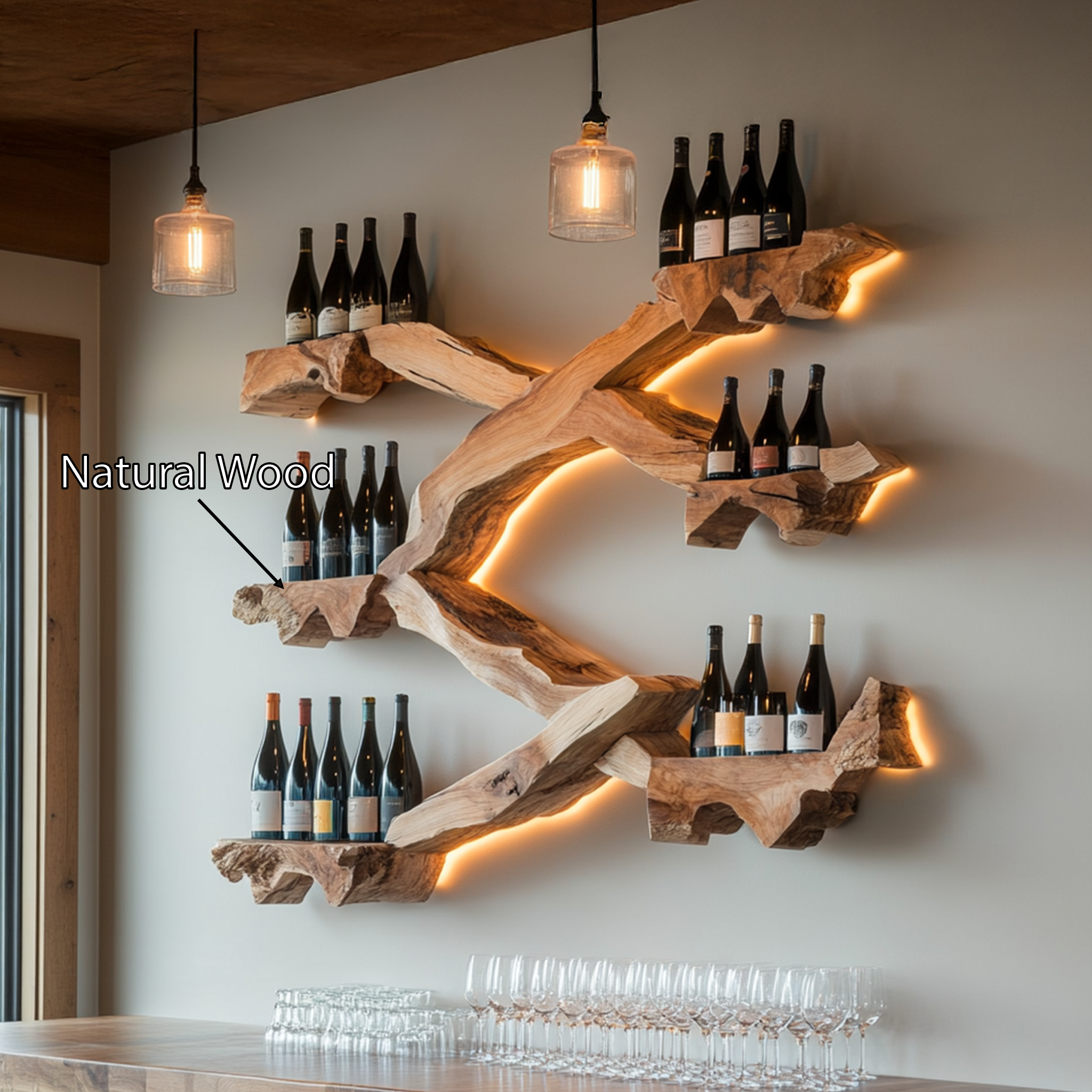 Rustic Wine Stand For Kitchen Vintage Organizer Shelf SILDTTRWH014