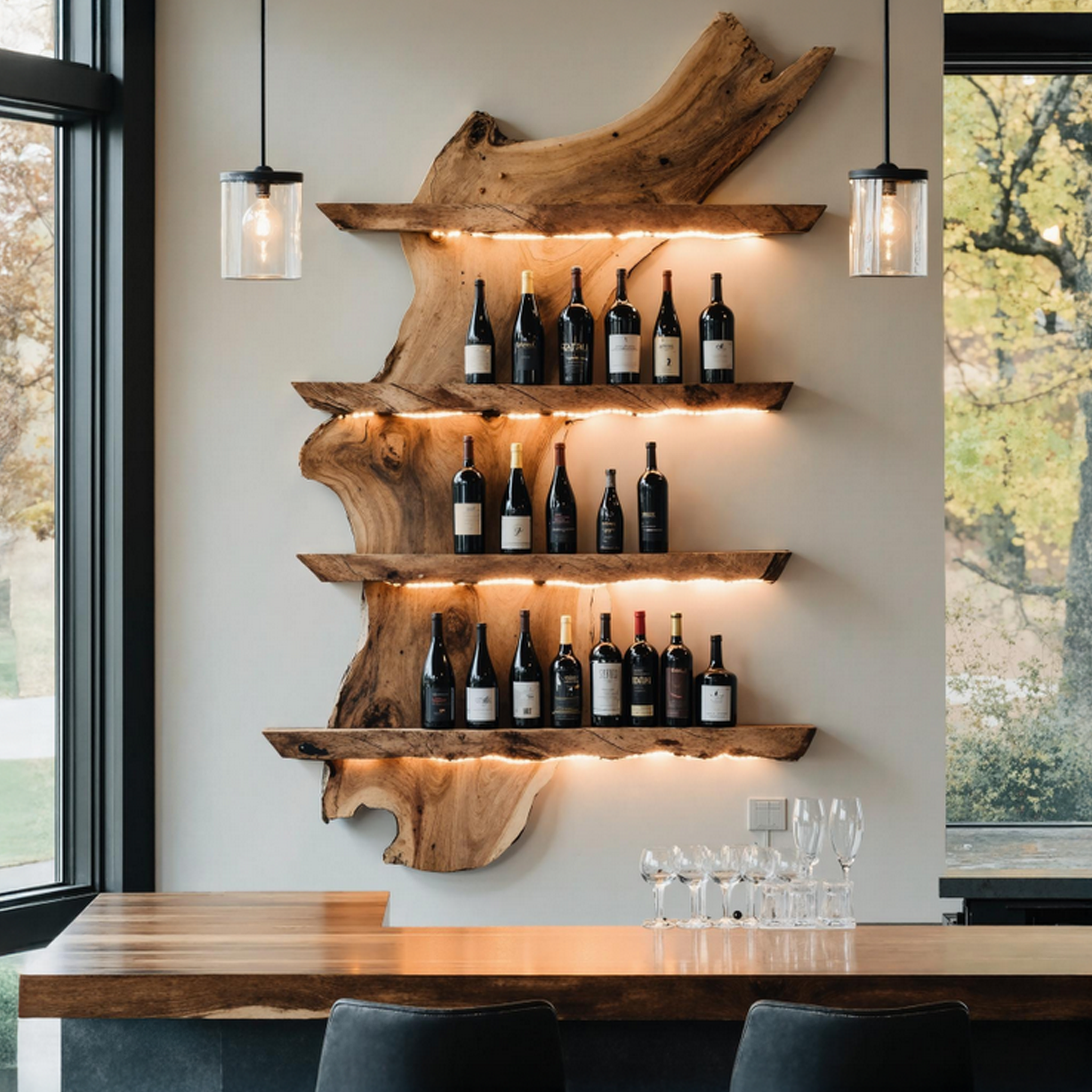Mid Century Wine Rack For Kitchen Bar Wall Shelf SILDTTRWH025