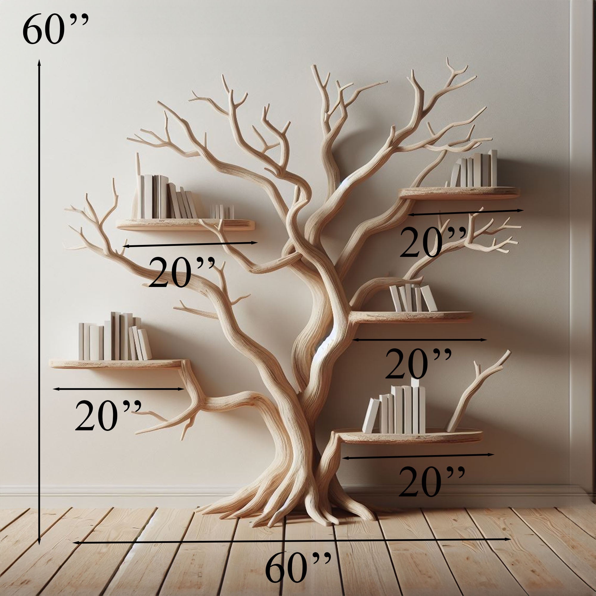 Handcrafted Tree Branch Shelf Driftwood For Holiday Decor SINLTB006