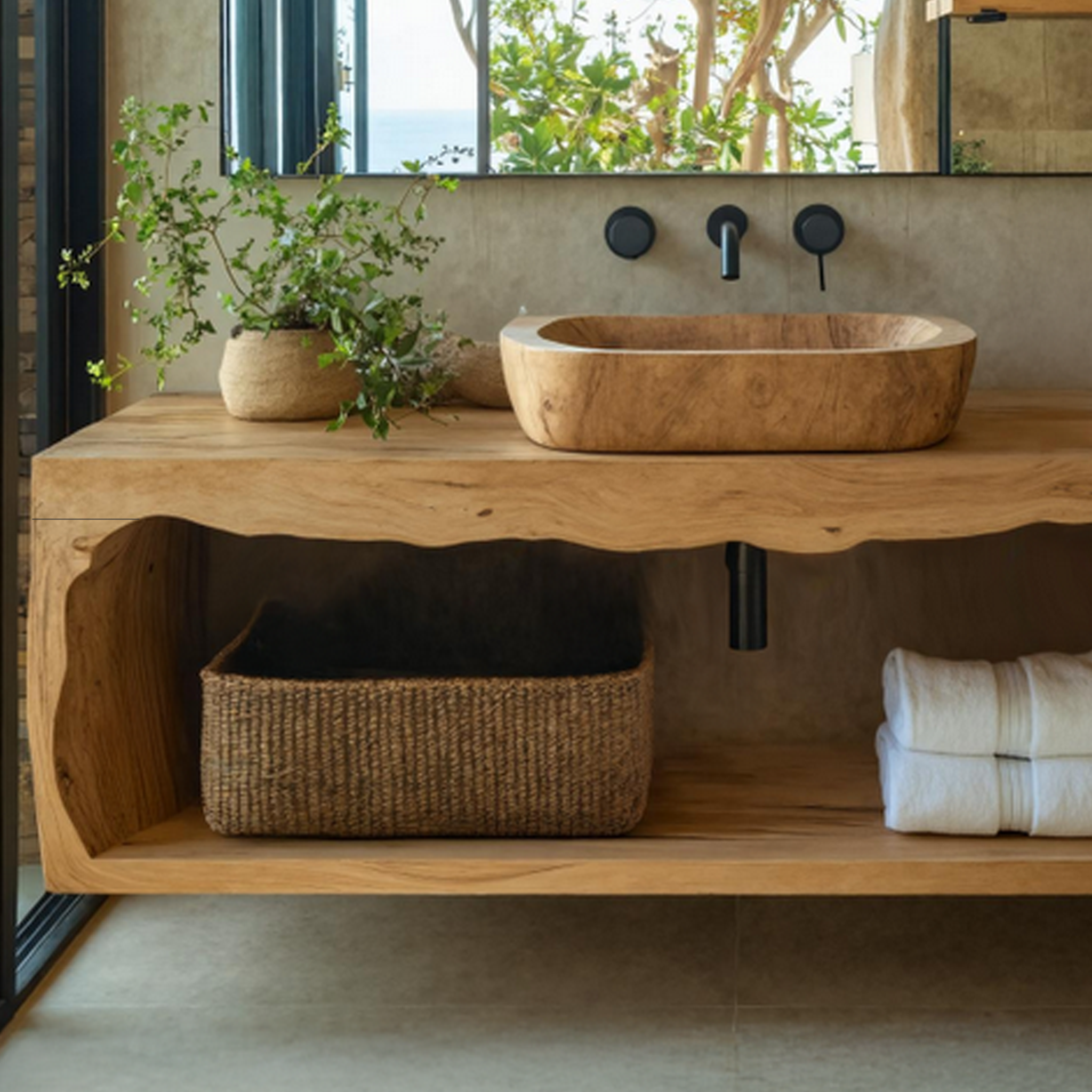 Handcrafted Live Edge Vanity For Modern Bathroom Style SILDTTRBRV019