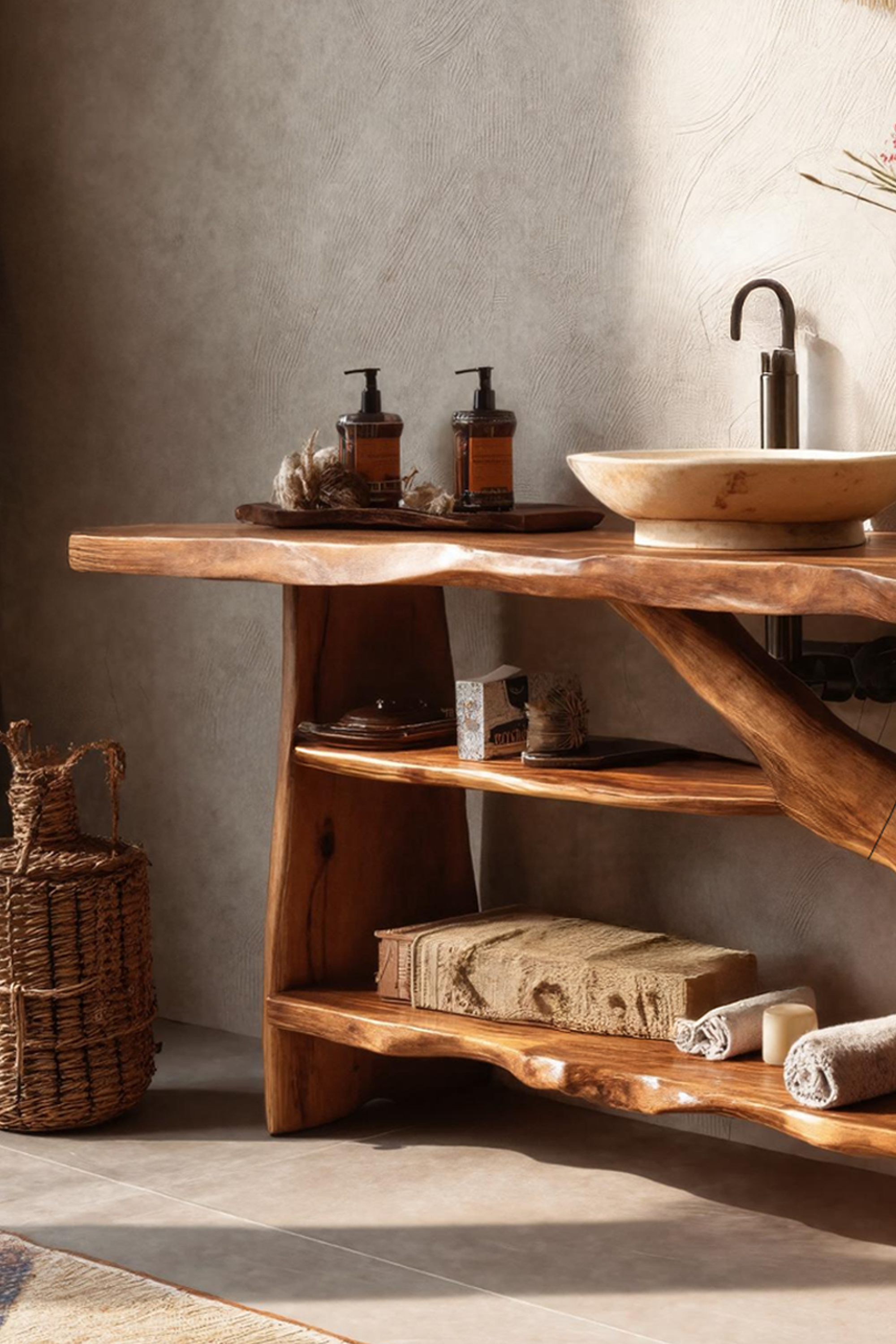 Handcrafted Solid Wood Bathroom Vanity For Modern Rustic Bathroom Design SILDTTRBRV072