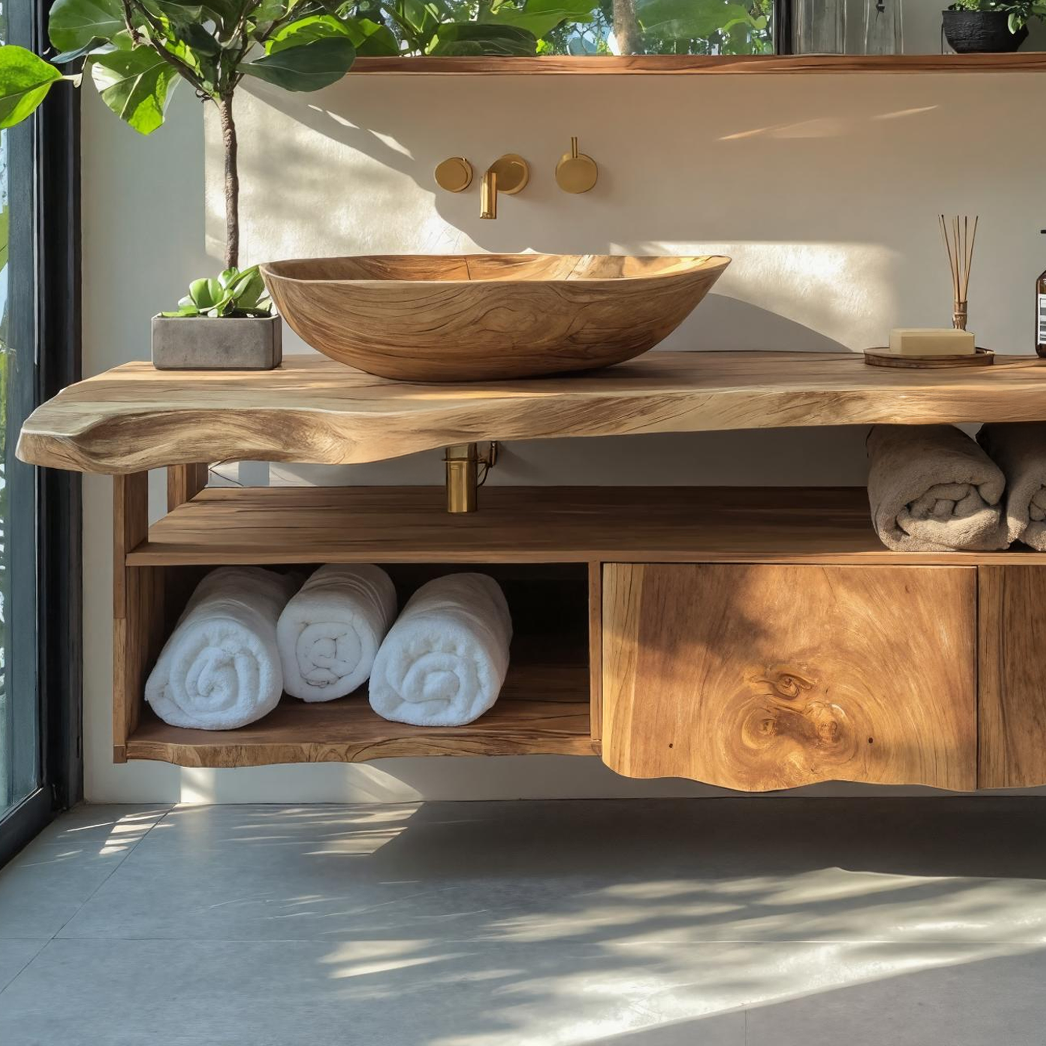 Mid Century Vanity Cabinet For Bathroom Furniture SILDTTRBRV026