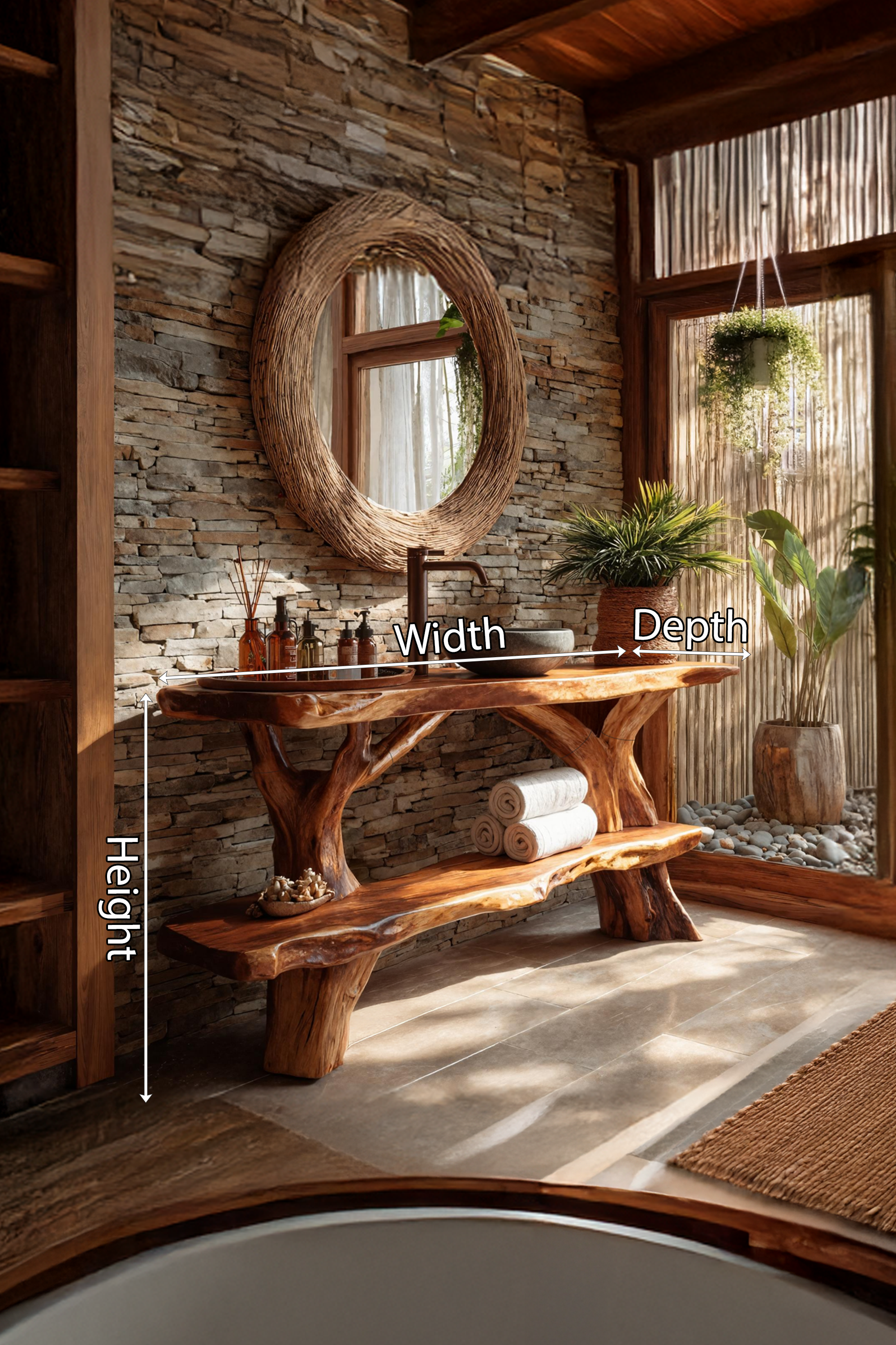 Handcrafted Solid Wood Vanity For Stylish Bathroom Furniture Design SILDTTNBRV034