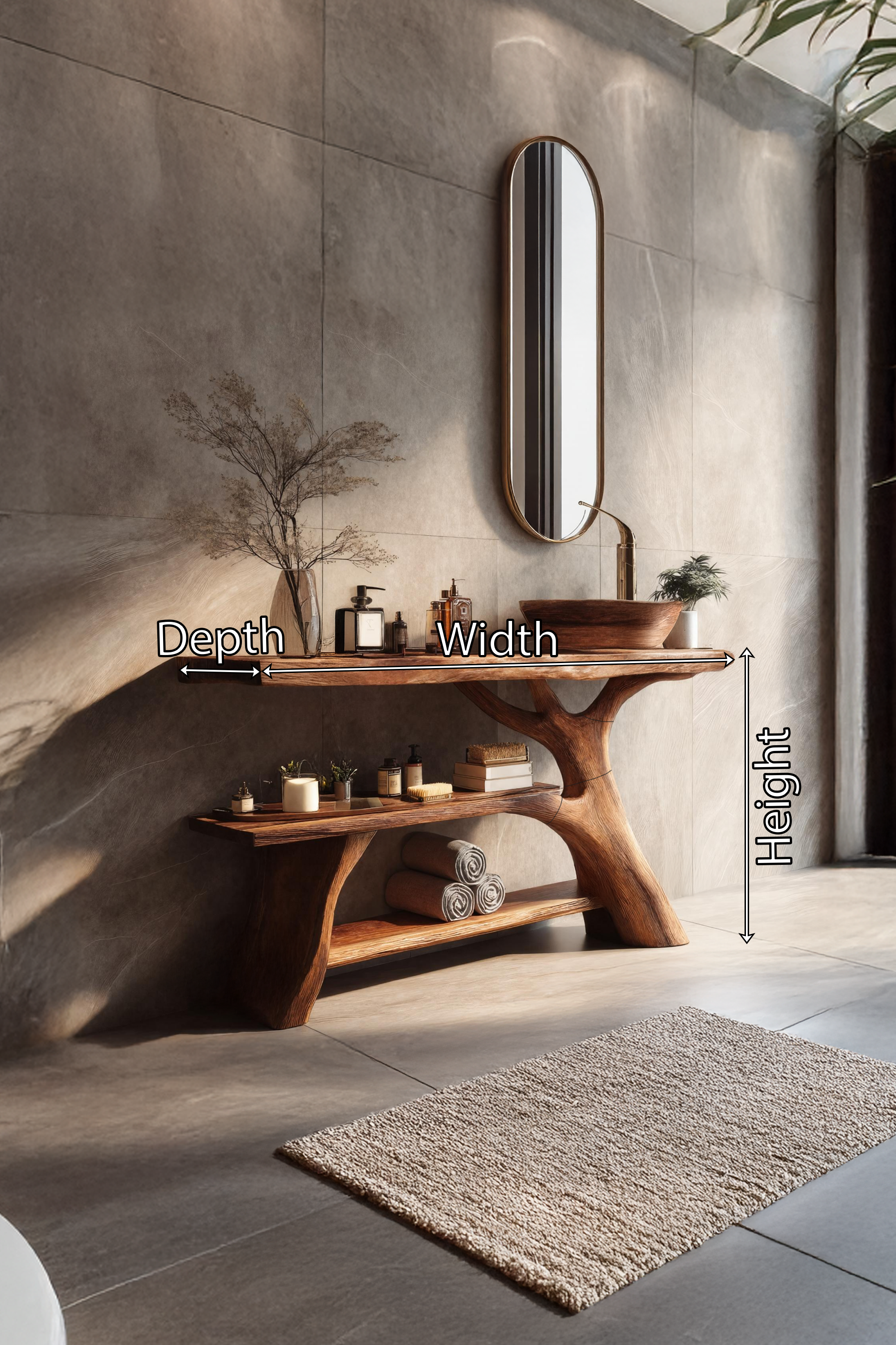 Mid Century Solid Wood Bathroom Vanity For Classic Furniture Home Design SILDTTRBRV086