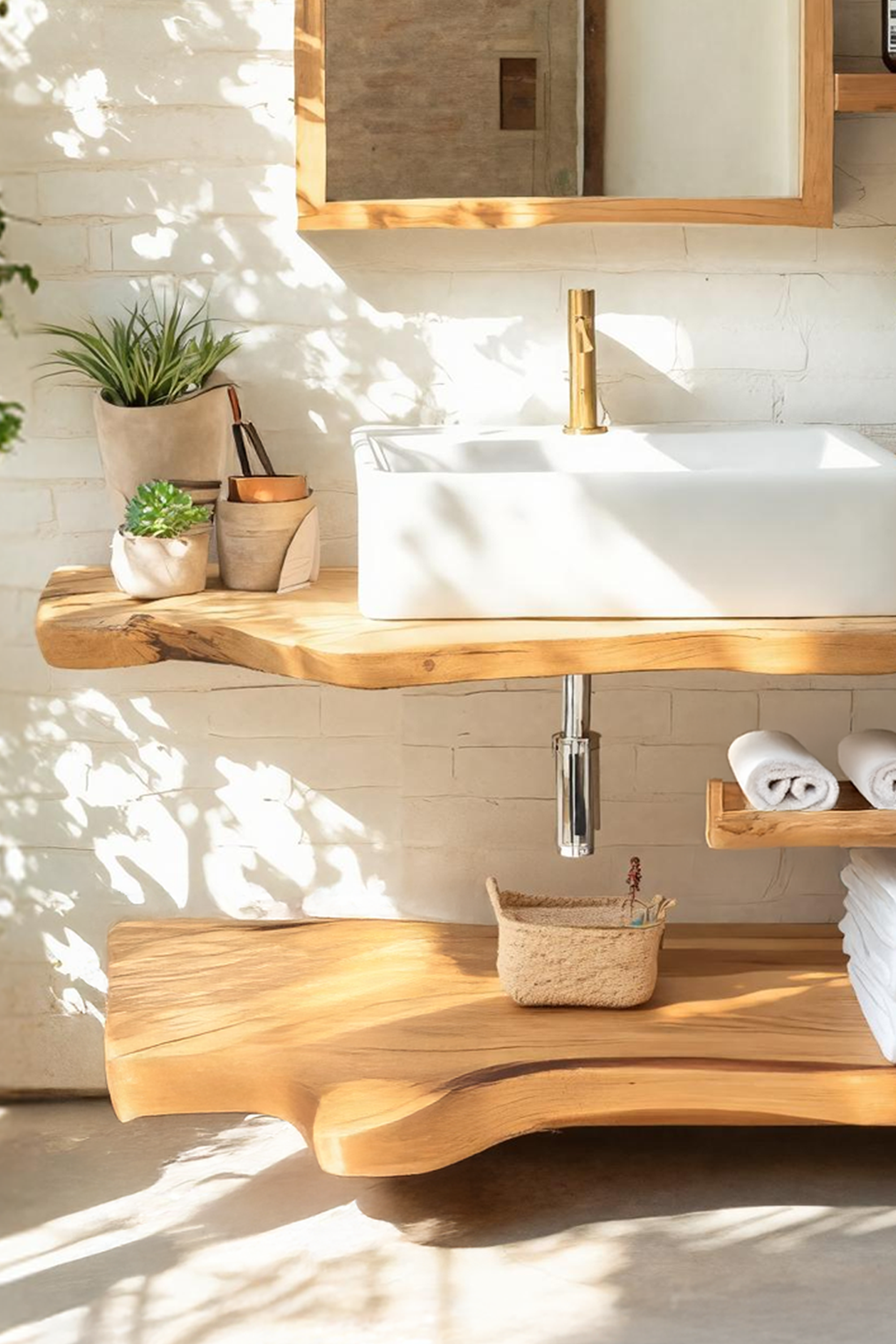 Rustic Wooden Vanity Space For Bathroom Use SILDTTRBRV058