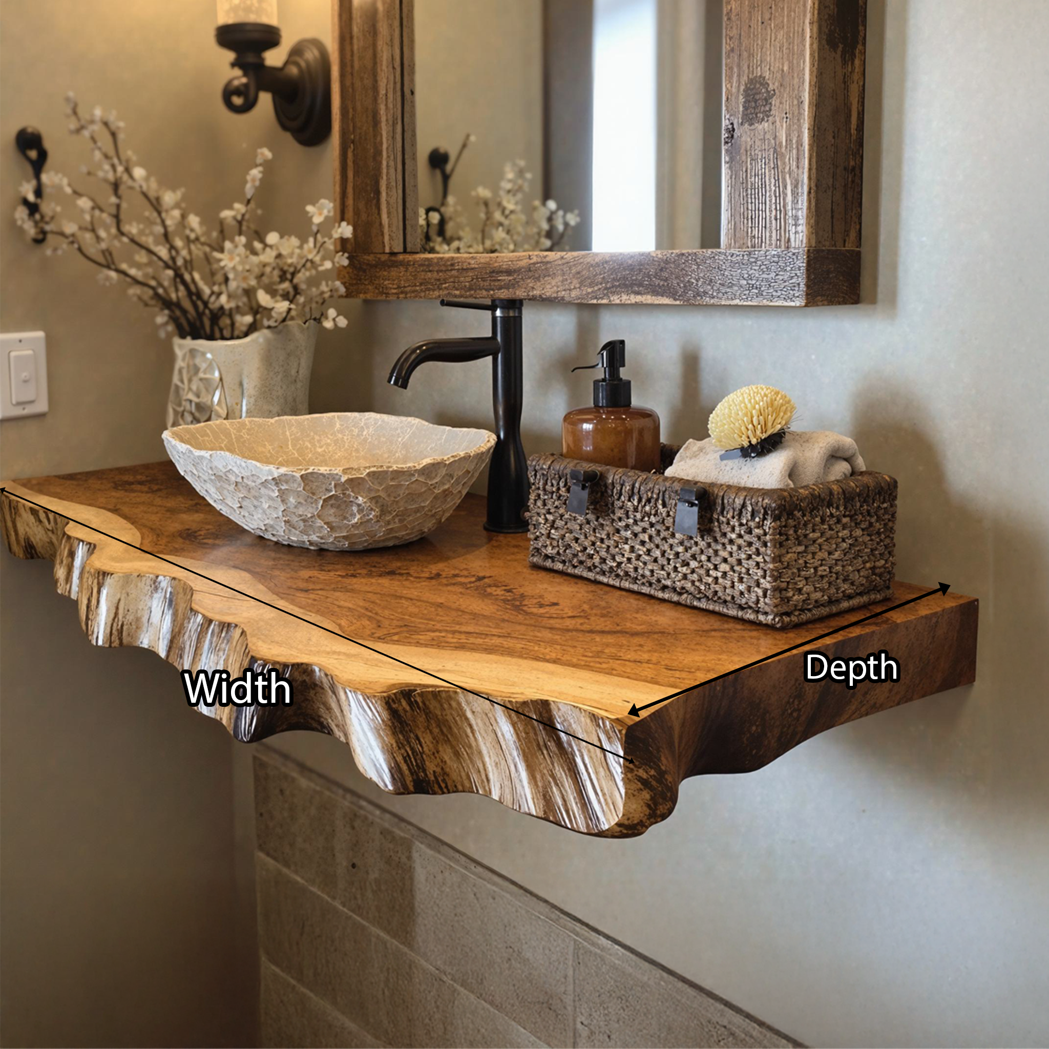 Floating Edge Bathroom Sink Shelf SILDTBRV040