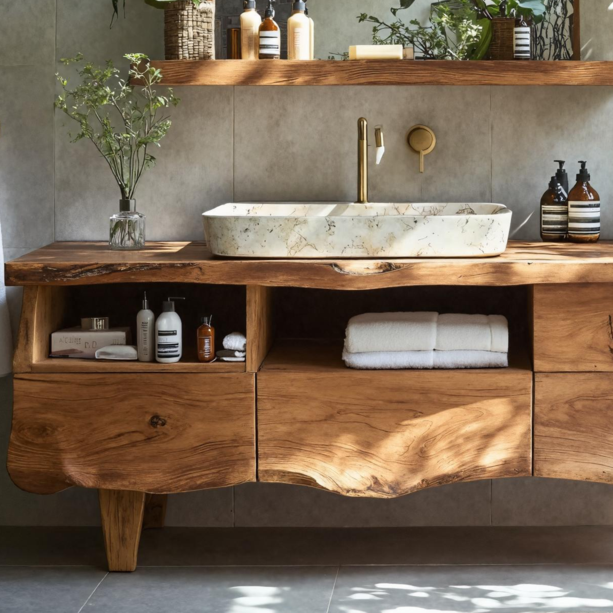 Farmhouse Wooden Vanity For Bathroom Interior Design SILDTTRBRV020
