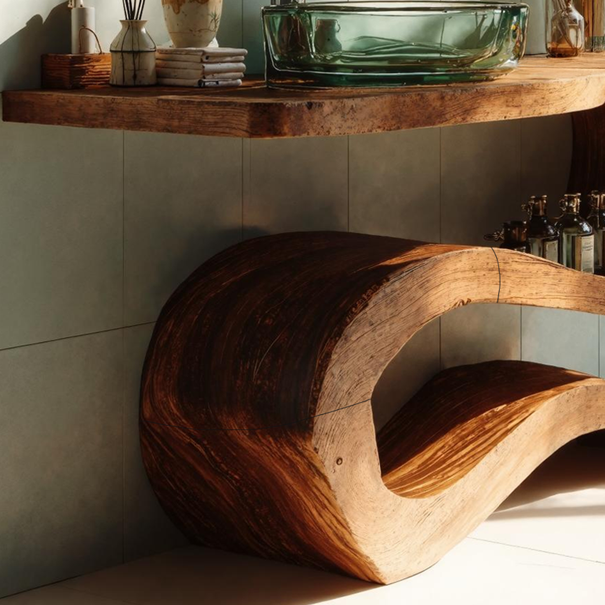 Mid Century Wood Vanity For Contemporary Bathroom Look SILDTTRBRV016
